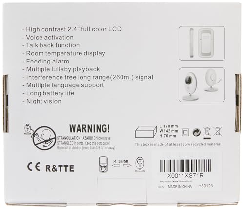 MYPIN Baby Monitor 2.4" LCD, Camera, Night Vision, Two-Way Audio & Temp