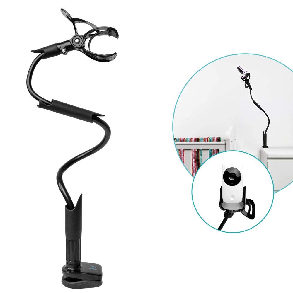Flexi Twist Black Universal Baby Monitor Holder, Flexible with Clips