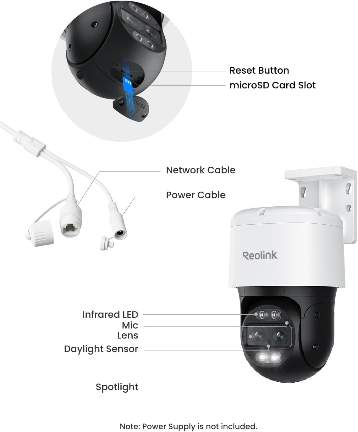 Reolink 4K PTZ Dual-Lens PoE Security Camera Outdoor with 6X Hybrid Zoom, 355° Pan 90° Tilt, Auto Tracking, Color Night Vision, Person/Vehicle/Pet Detection, Two-Way Audio, TrackMix PoE