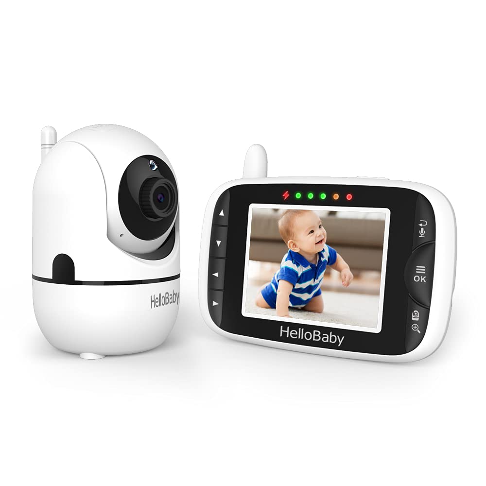 HelloBaby Baby Monitor – 3.2" LCD, Camera & Audio, Rotatable, Night Light, Lullabies