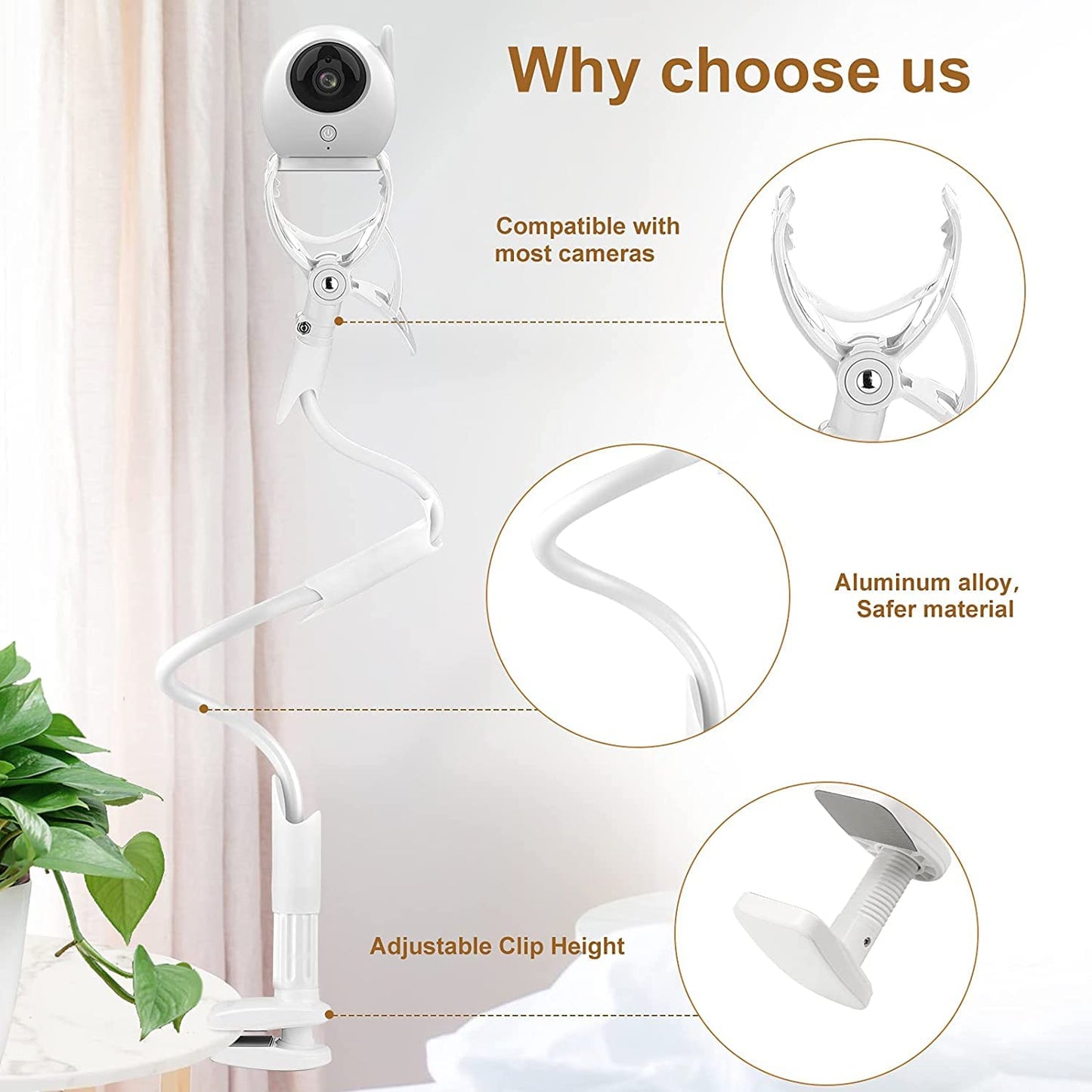 MYPIN Baby Monitor Holder – Flexible Universal Stand for Camera, Indoor