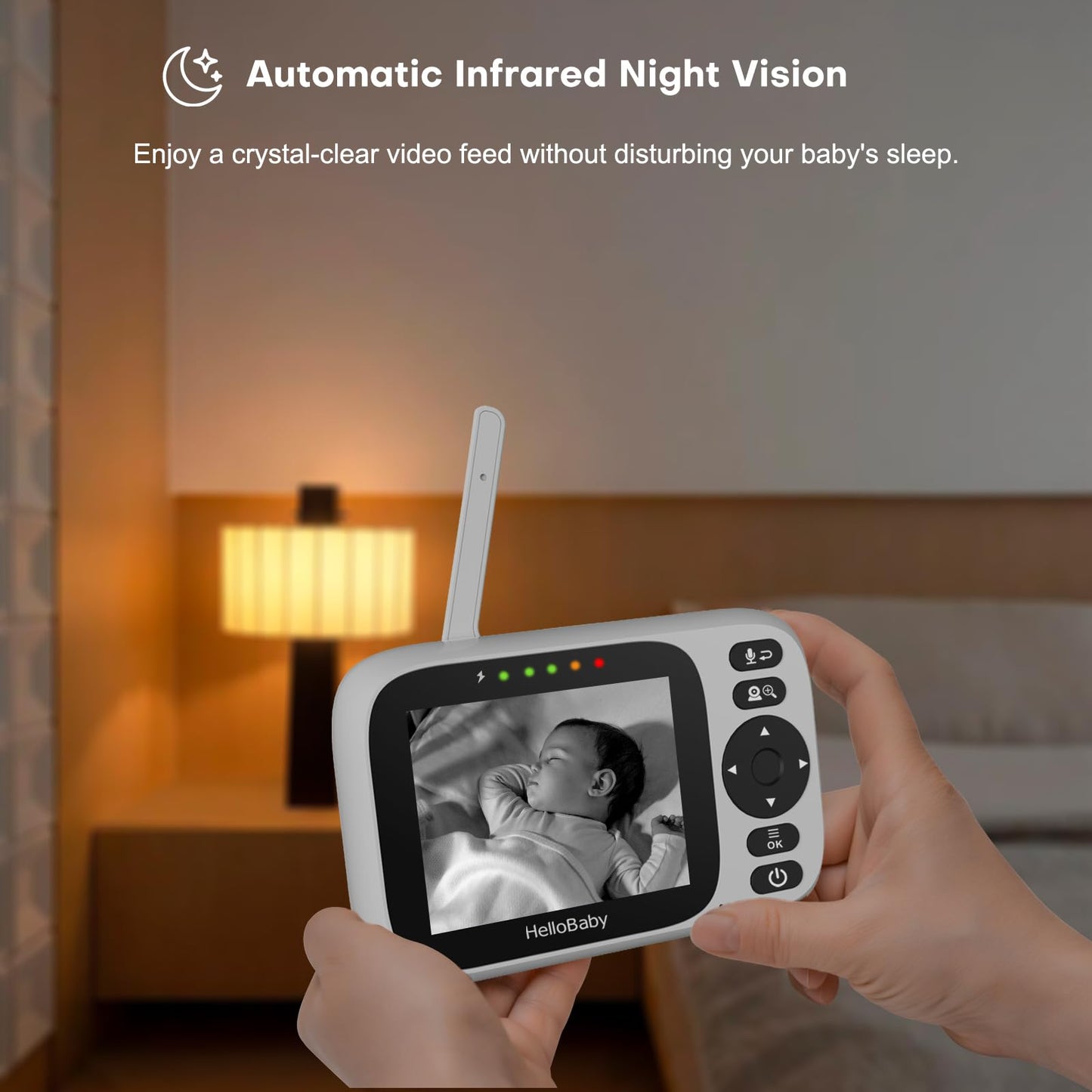 HelloBaby HB6339 Baby Monitor – 3.2" Display, Camera & Audio, Rotatable, Night Vision