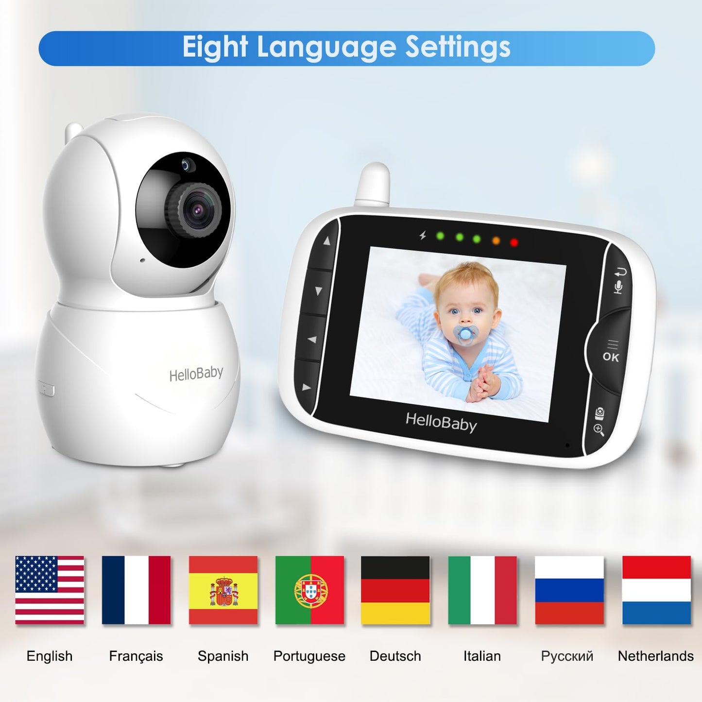 HelloBaby HB66pro Baby Monitor – 3.2" LCD, PTZ, Night Vision, Two-Way Audio