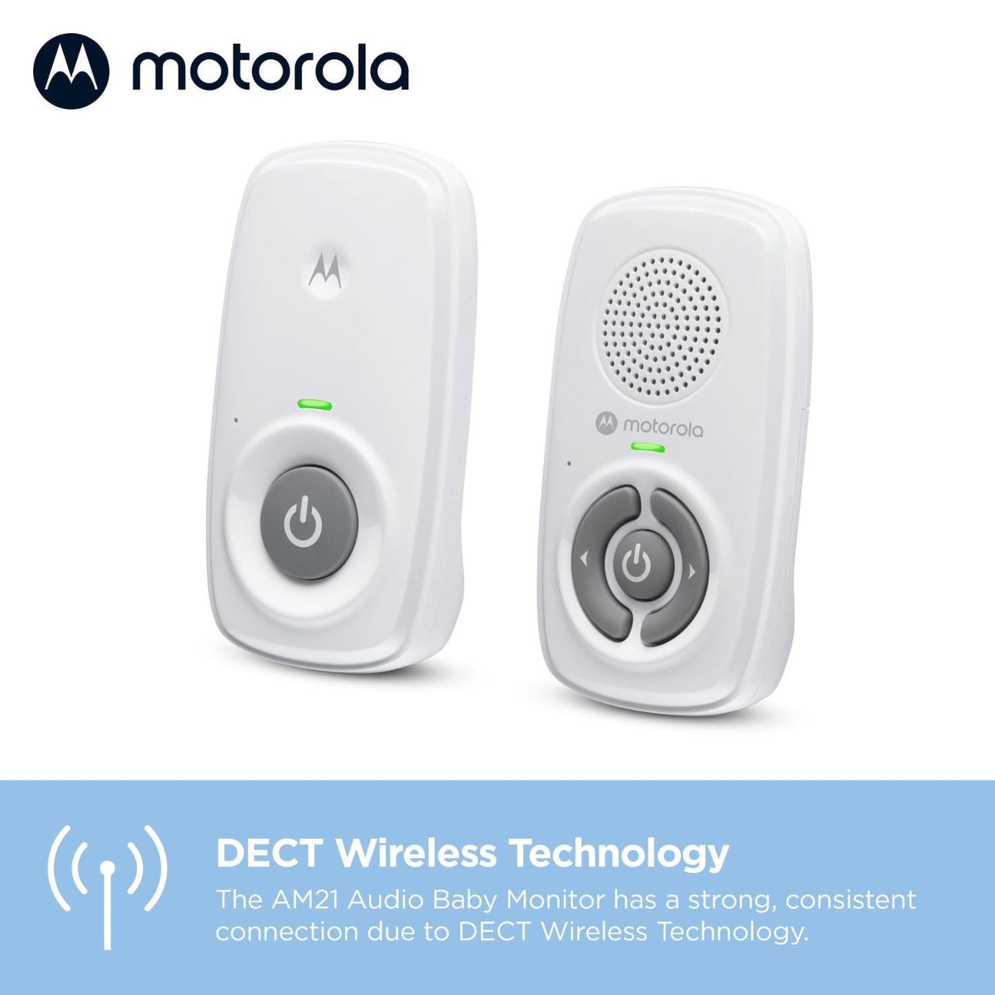 Motorola AM21 Baby Monitor, Audio, DECT, 300 m Range, White
