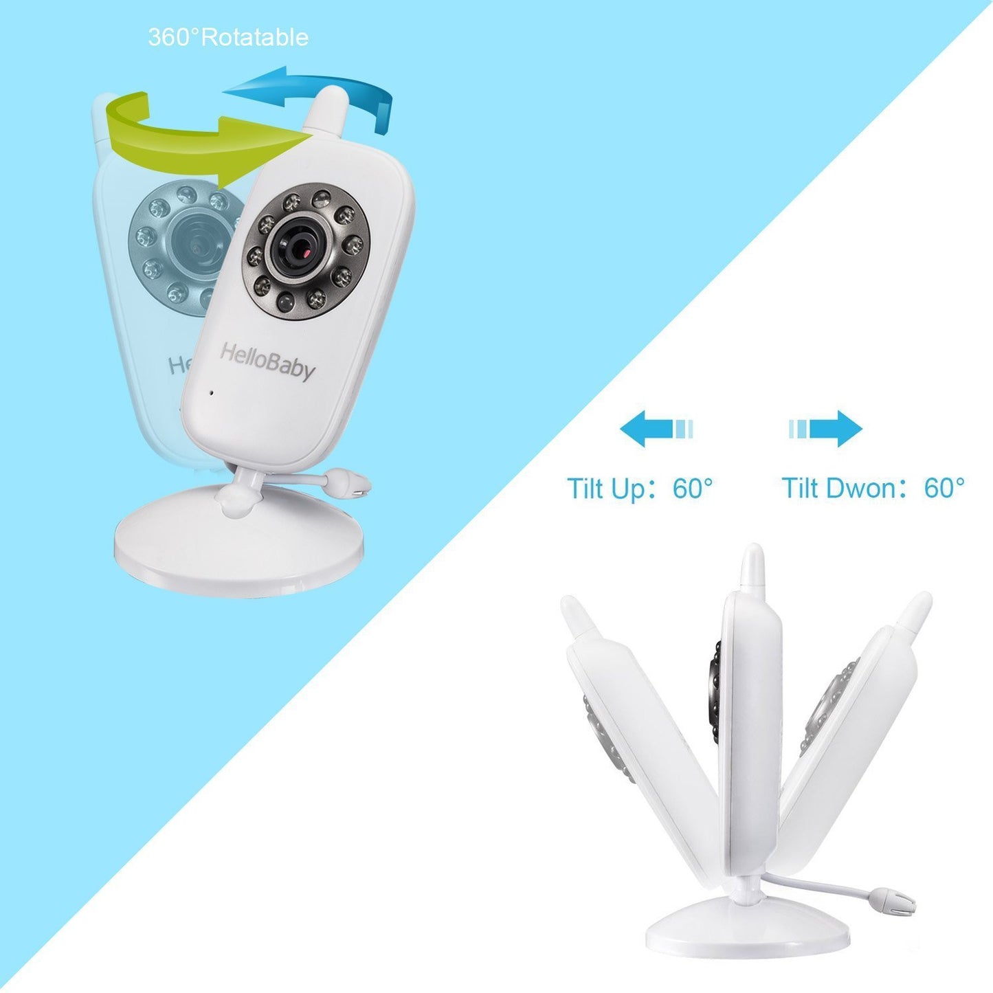 HelloBaby HB32 Baby Monitor, 3.2" Display, Camera, Night Vision & Two-Way Audio