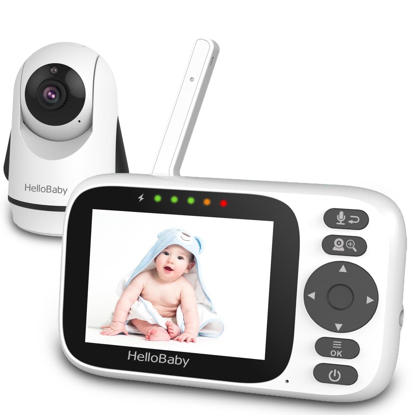 HelloBaby HB6339 Baby Monitor – 3.2" Display, Camera & Audio, Rotatable, Night Vision