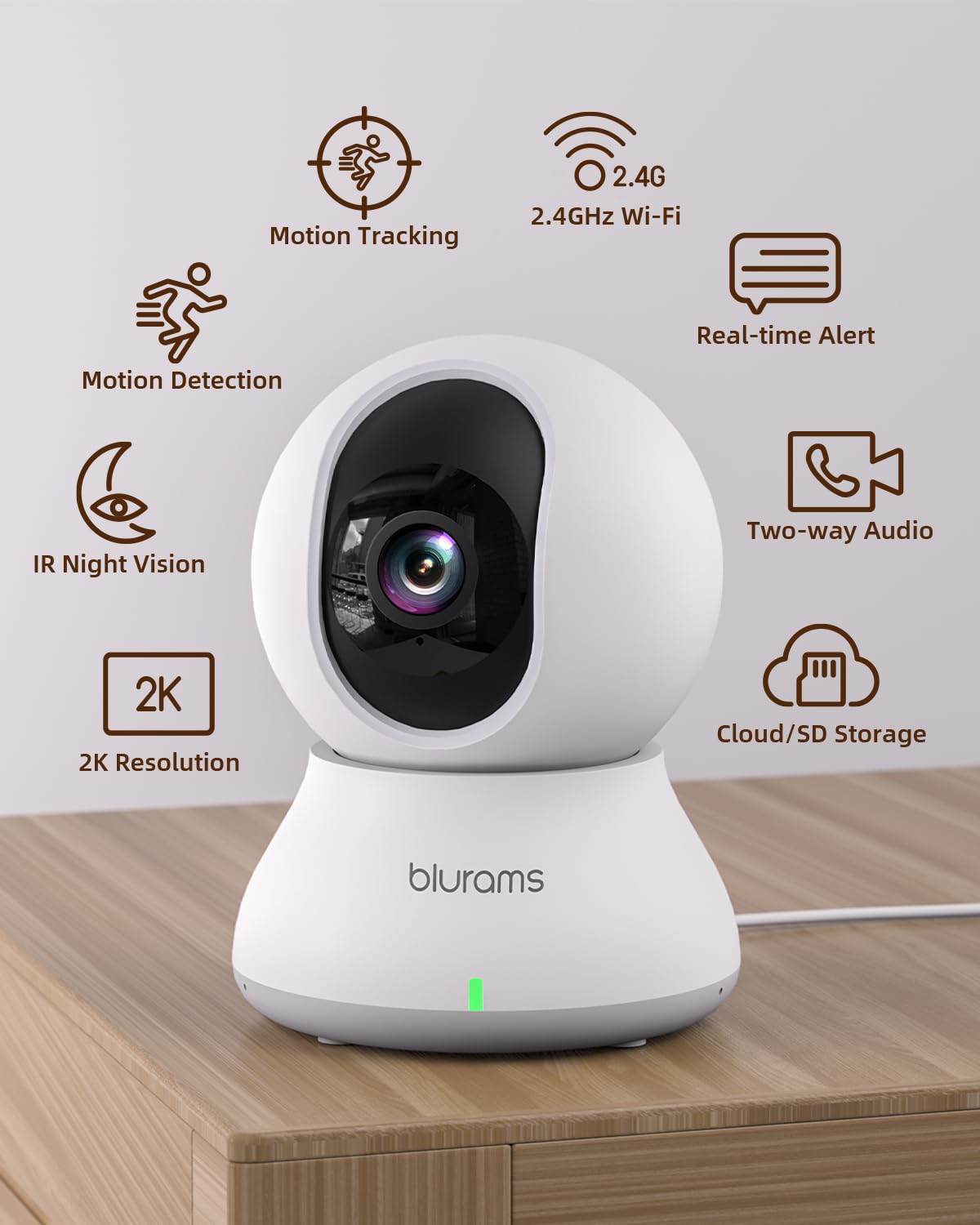 Blurams 2K Pet Camera – Indoor, 360° Security, Night Vision, Two-Way Audio