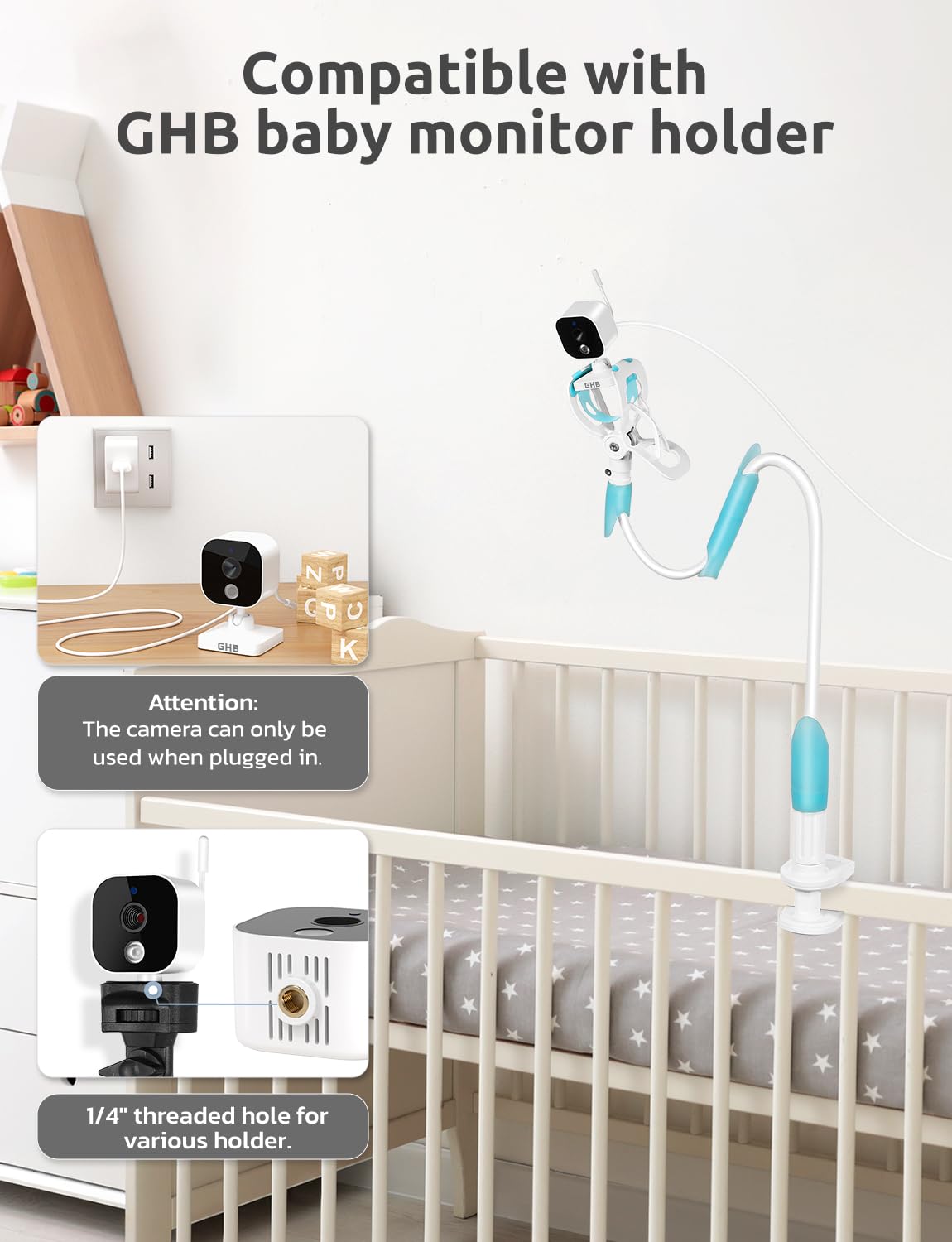 GHB 5" 720p HD Baby Monitor, Camera, Night Vision, Two-Way Audio & Lullabies