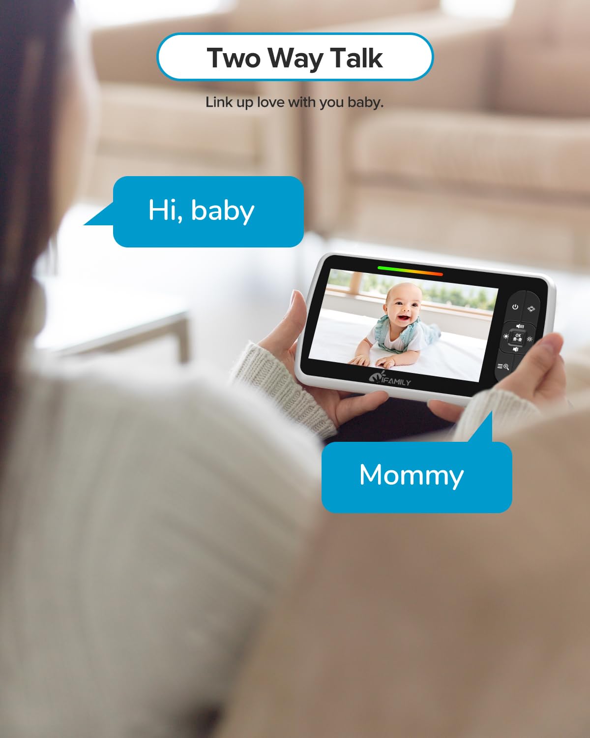 iFamily Baby Monitor – 5" Display, PTZ, 30 h Battery, Night Vision, Two-Way Audio