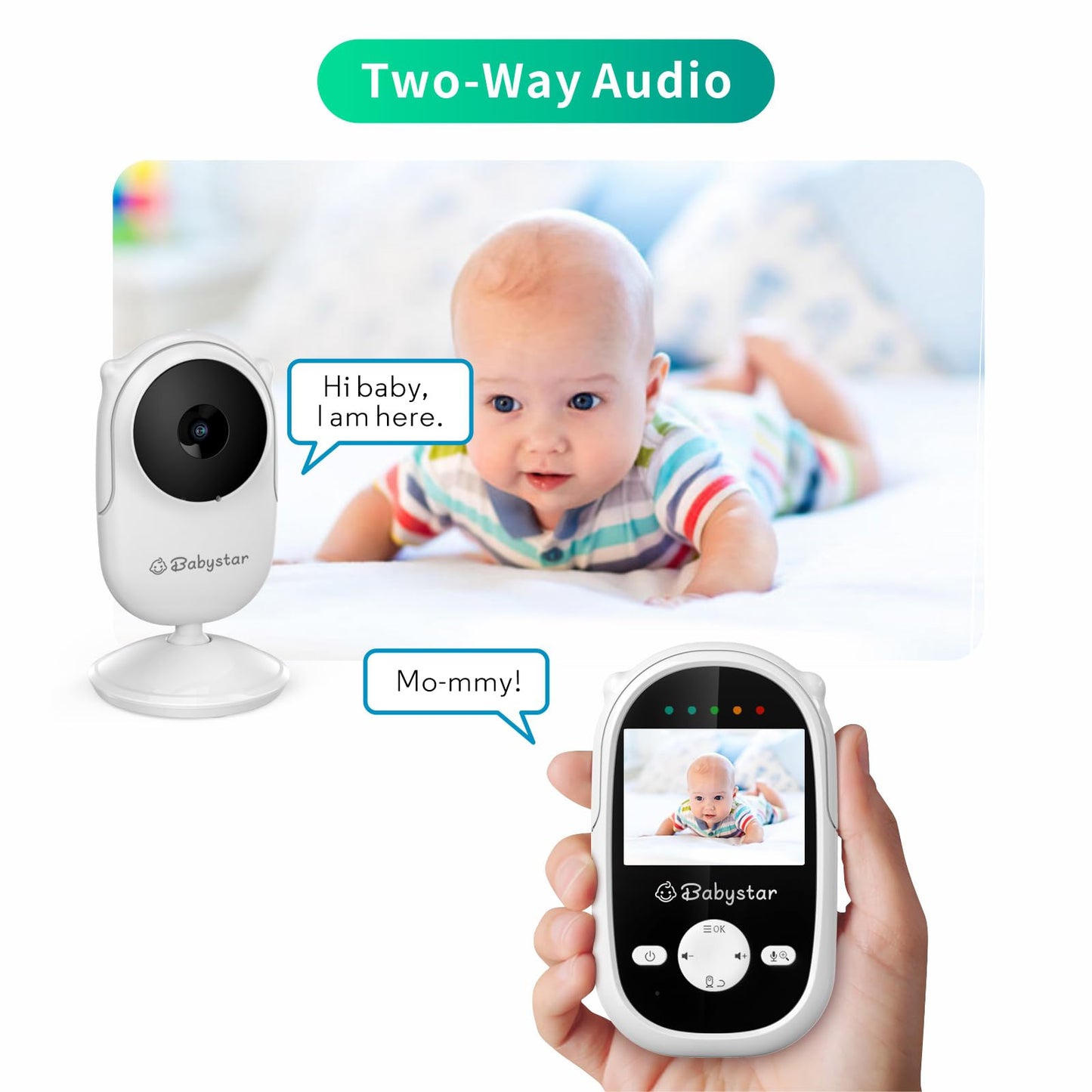 Babystar 2.4" HD Baby Monitor, Camera, Night Vision, Two-Way Audio & Lullabies