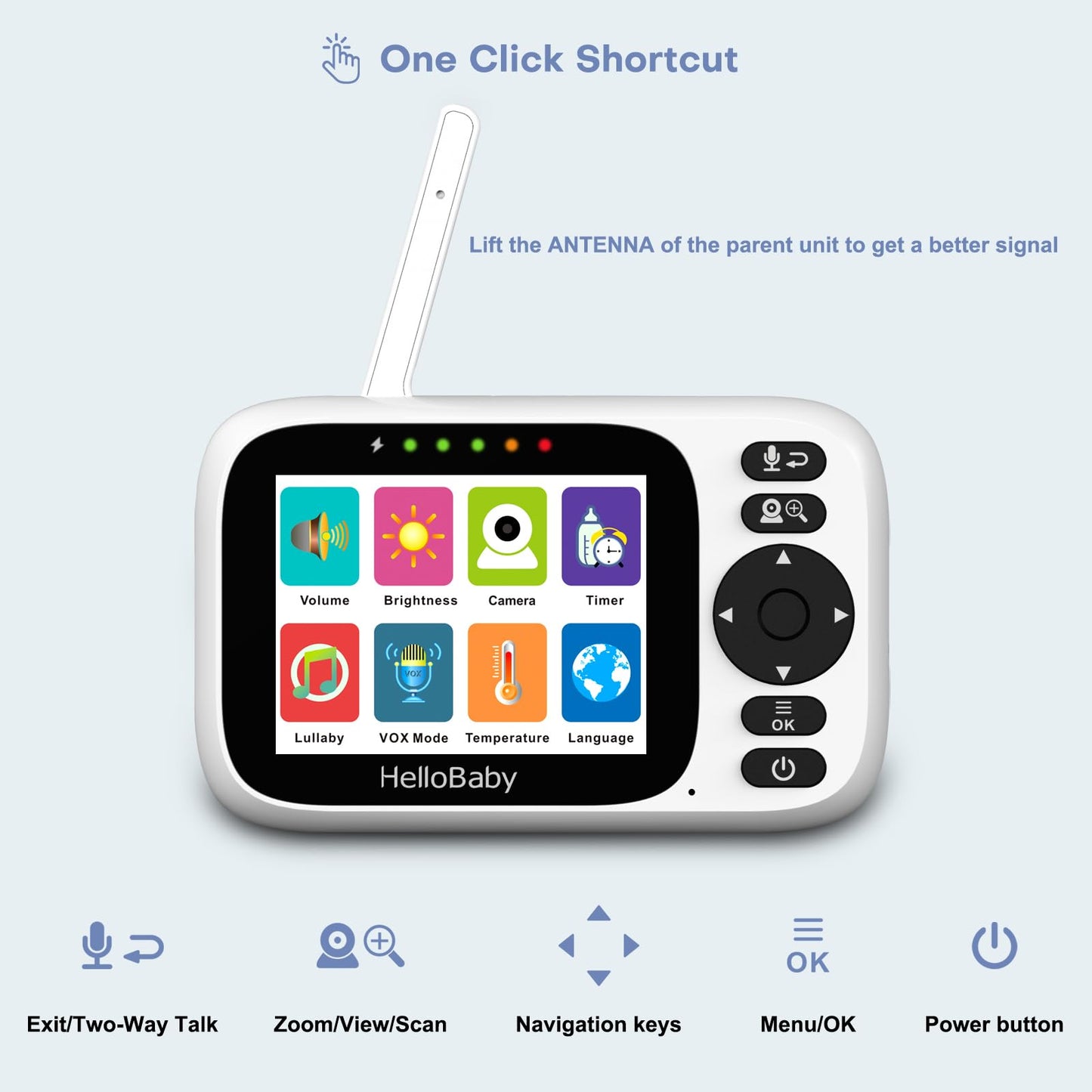 HelloBaby HB6339 Baby Monitor – 3.2" Display, Camera & Audio, Rotatable, Night Vision