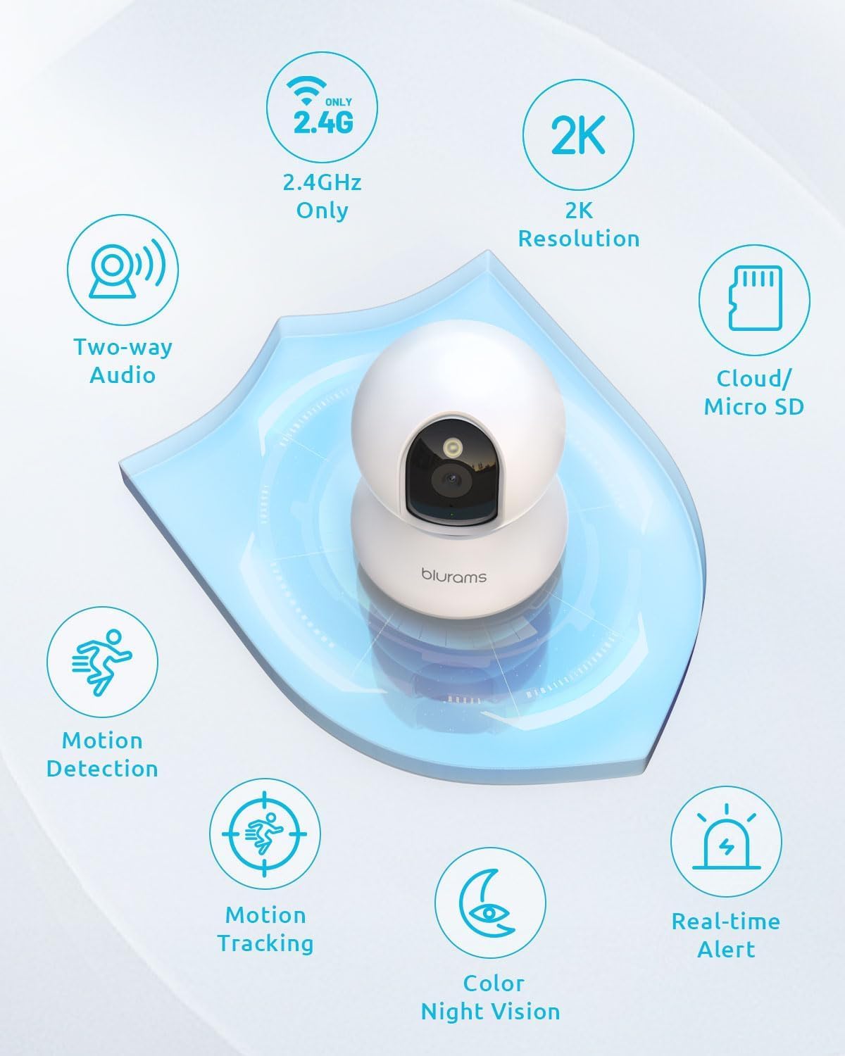Blurams 2K Pet Camera – Indoor, 360° Security, Color Night Vision, Two-Way Audio