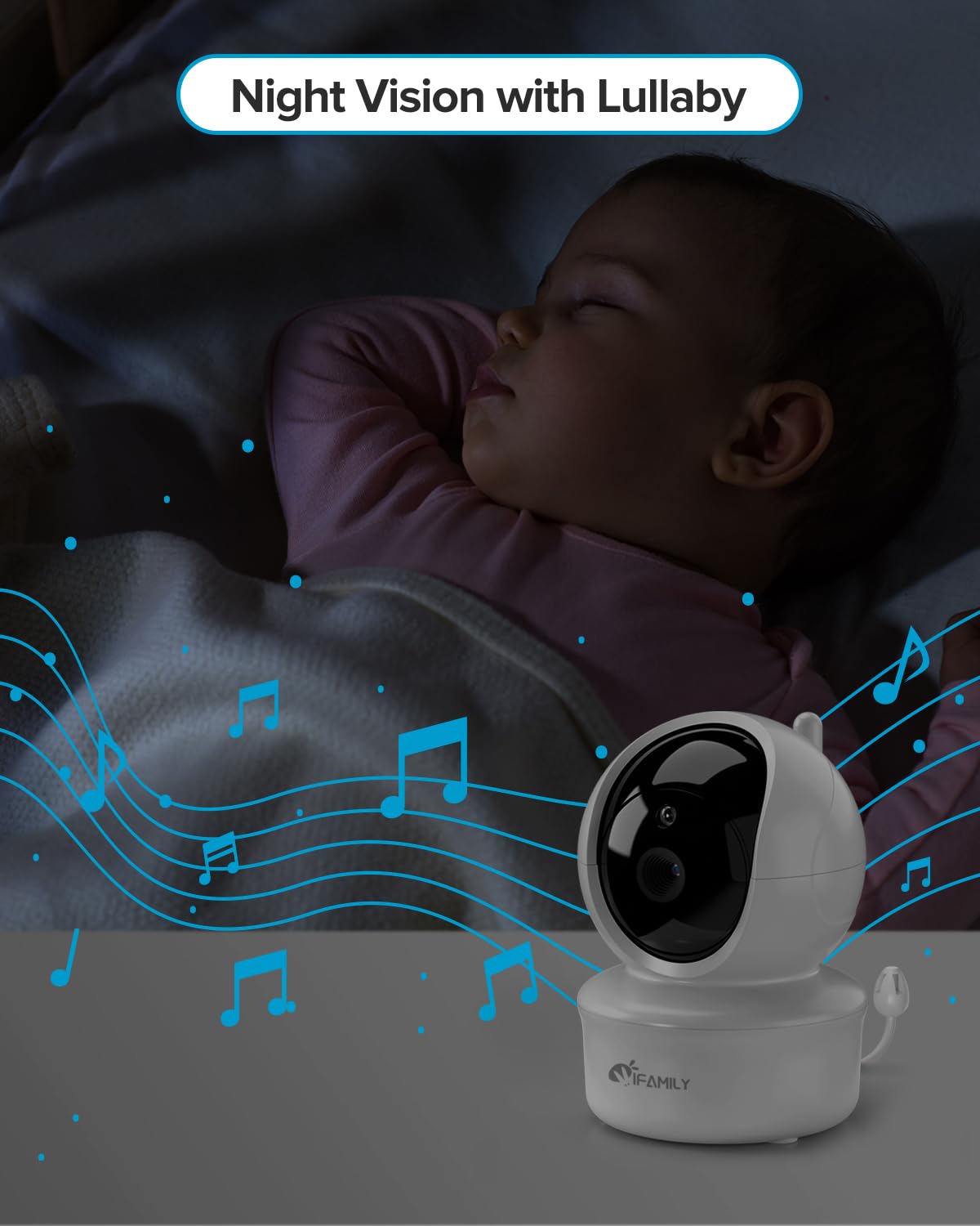 iFamily Baby Monitor – 5" Display, PTZ, 30 h Battery, Night Vision, Two-Way Audio