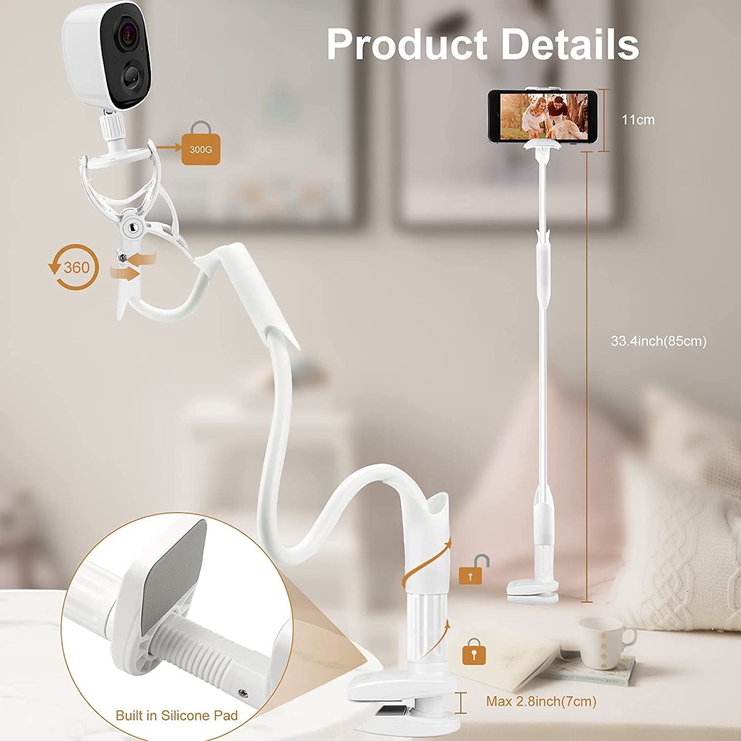MYPIN Baby Monitor Holder – Flexible Universal Stand for Camera, Indoor