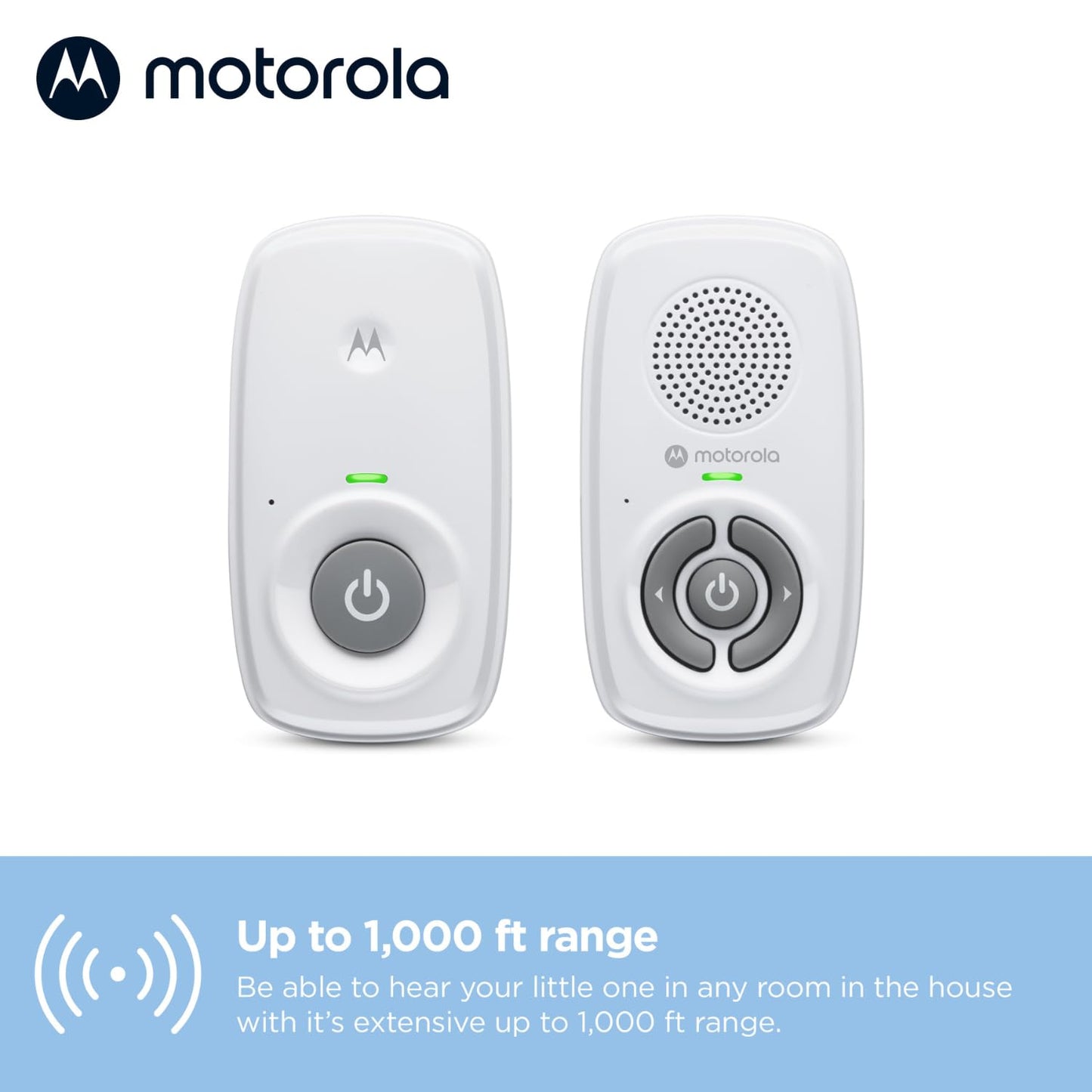 Motorola AM21 Baby Monitor, Audio, DECT, 300 m Range, White