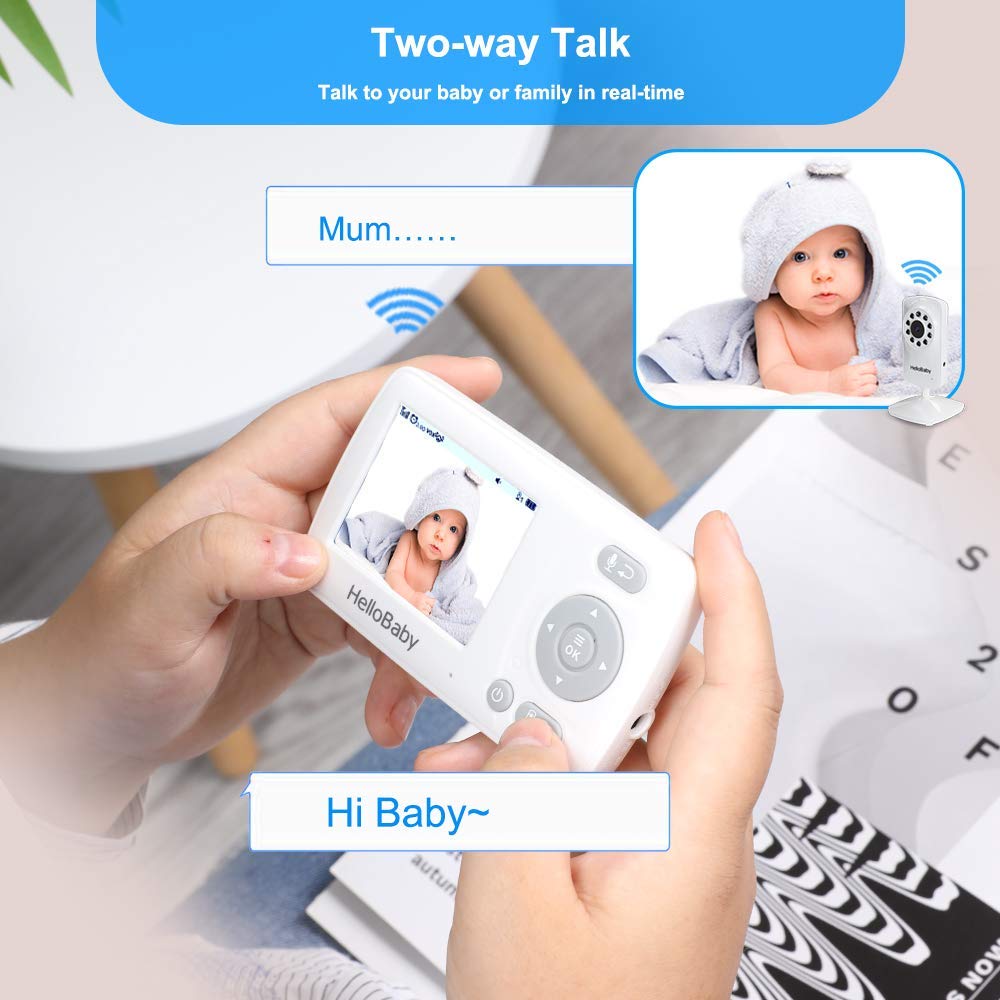 HelloBaby 960p Baby Monitor, Camera, Night Vision, ECO, 2× Zoom & Alarm