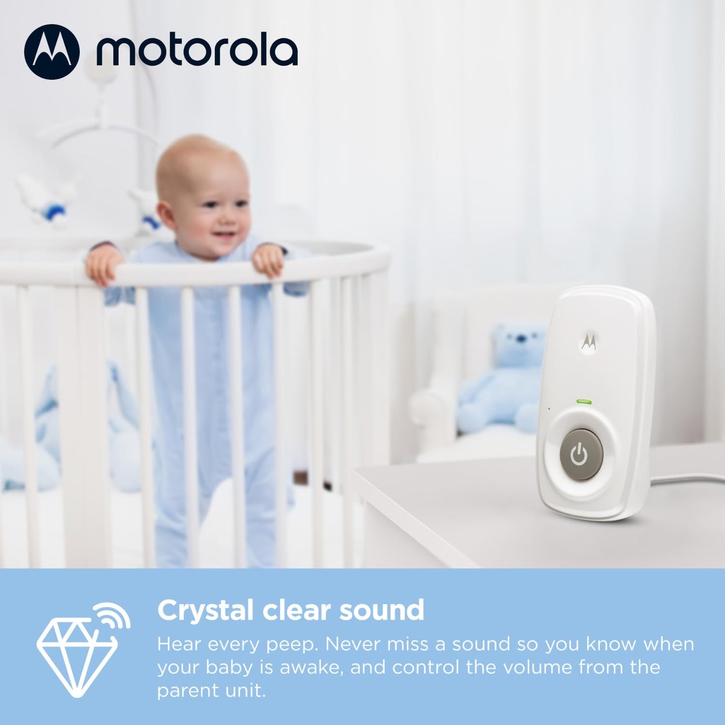 Motorola AM21 Baby Monitor, Audio, DECT, 300 m Range, White