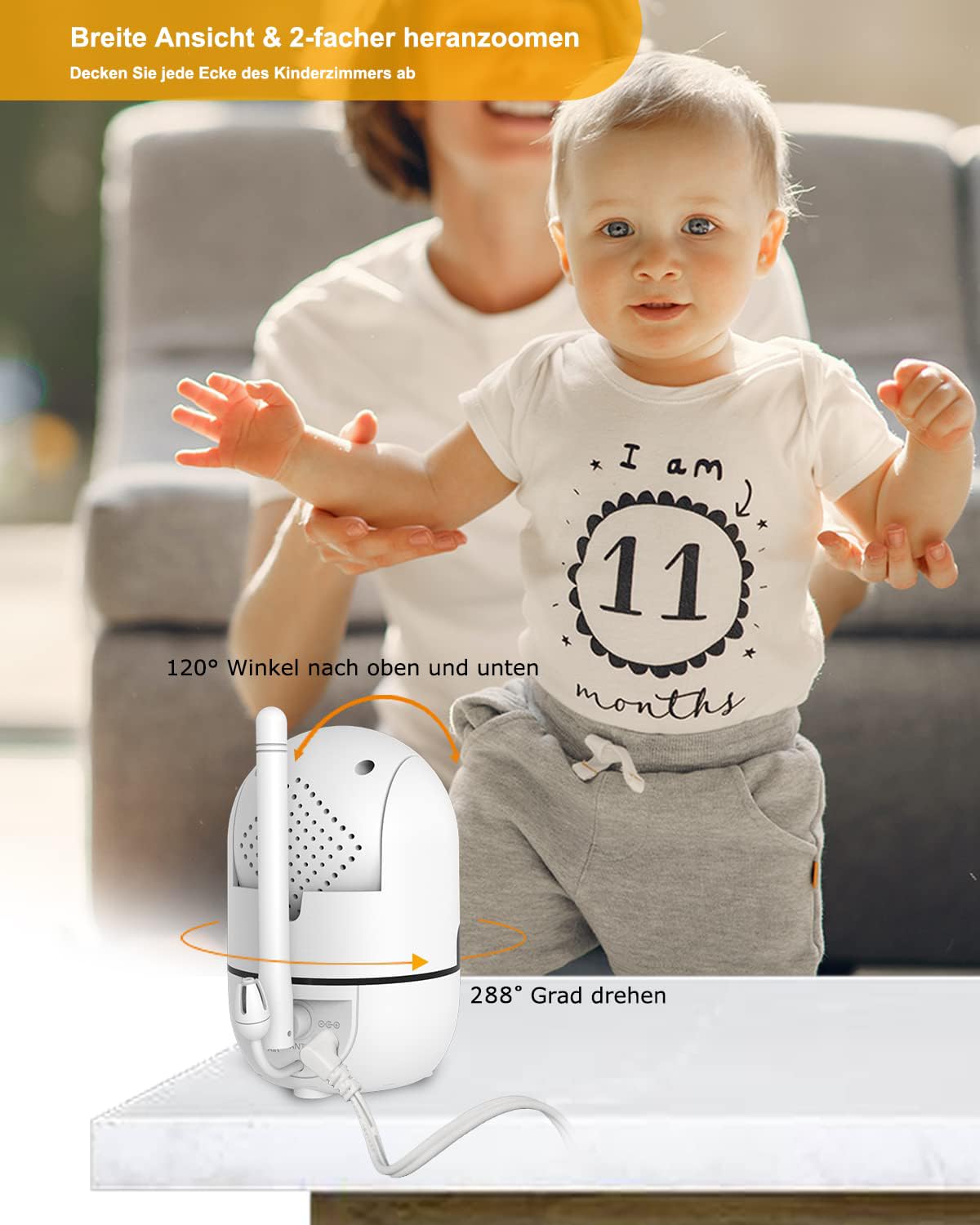 HelloBaby Baby Monitor – 3.2" LCD, Camera & Audio, Rotatable, Night Light, Lullabies