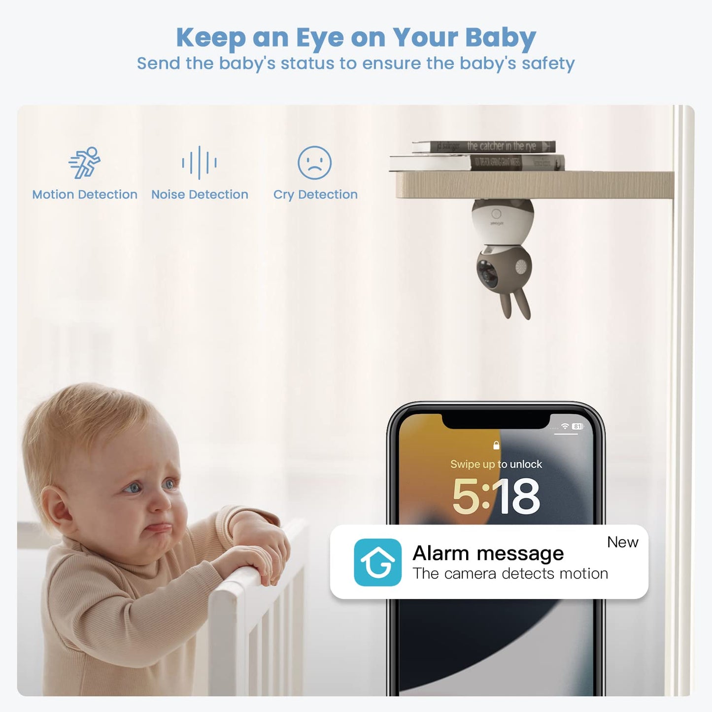 ieGeek 2K Baby Monitor – 2 Cameras, 5" Split-Screen, PTZ, Night Vision, App