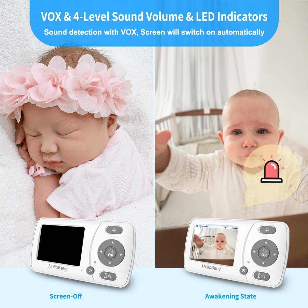 HelloBaby 960p Baby Monitor, Camera, Night Vision, ECO, 2× Zoom & Alarm