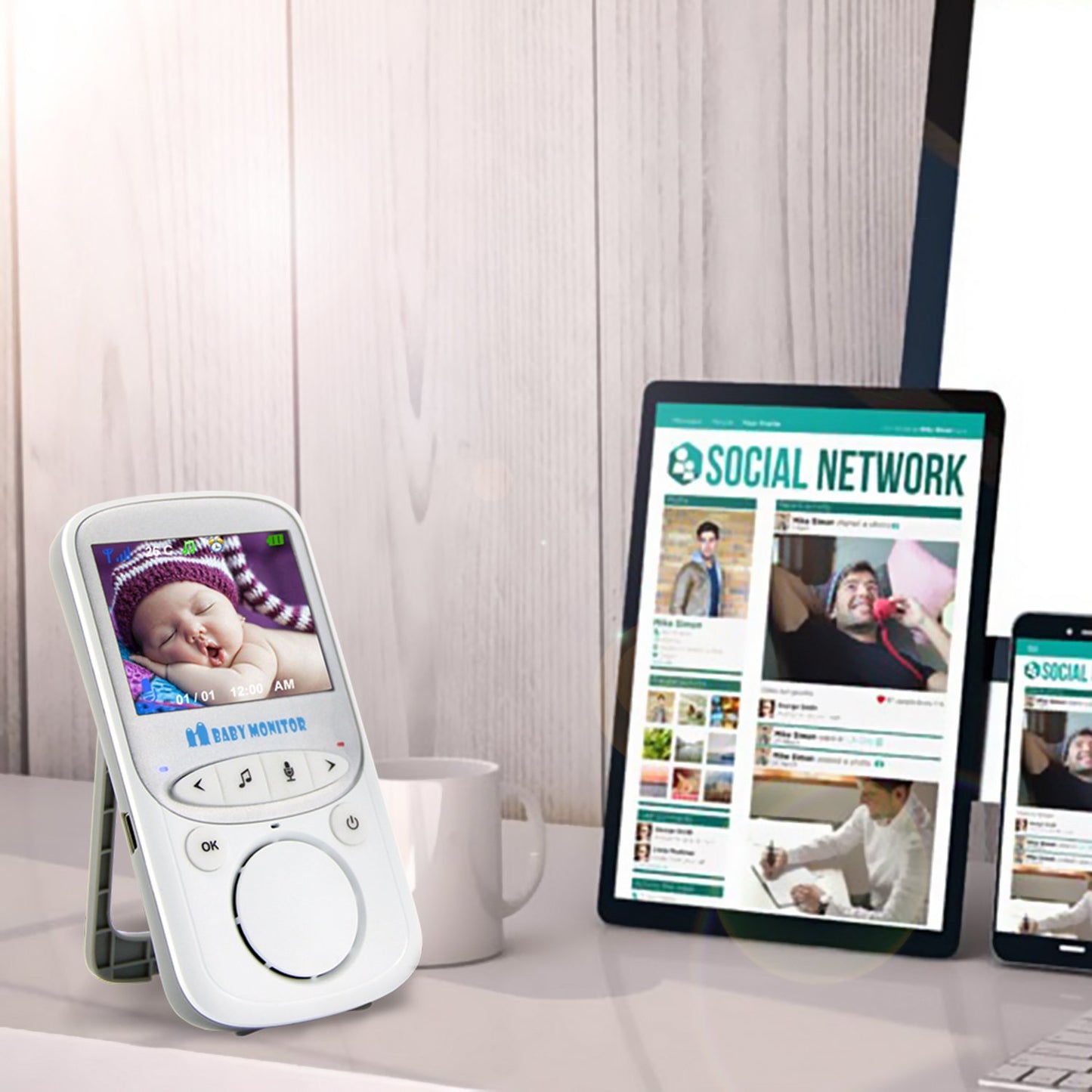 MYPIN Baby Monitor 2.4" LCD, Camera, Night Vision, Two-Way Audio & Temp
