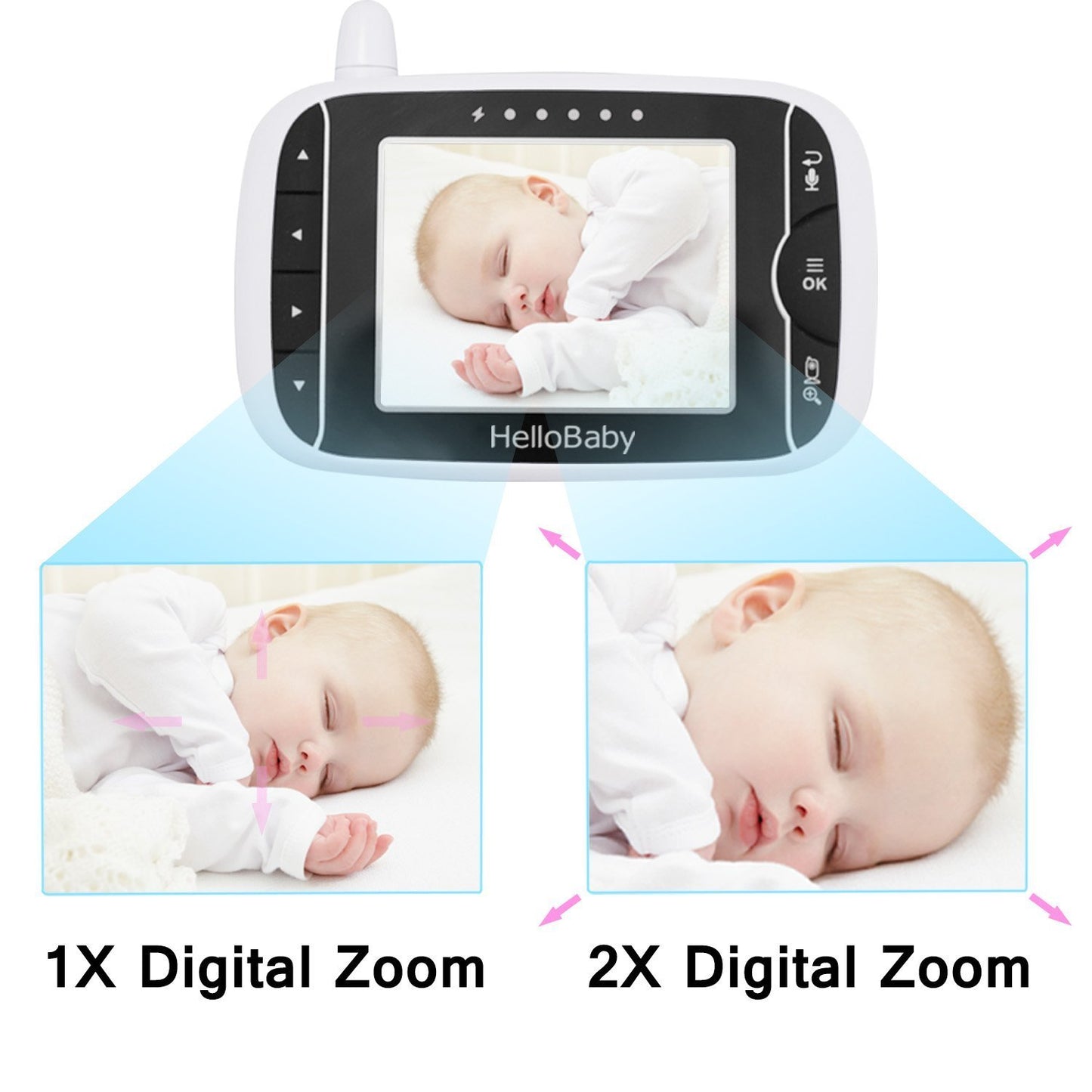 HelloBaby HB32 Baby Monitor, 3.2" Display, Camera, Night Vision & Two-Way Audio