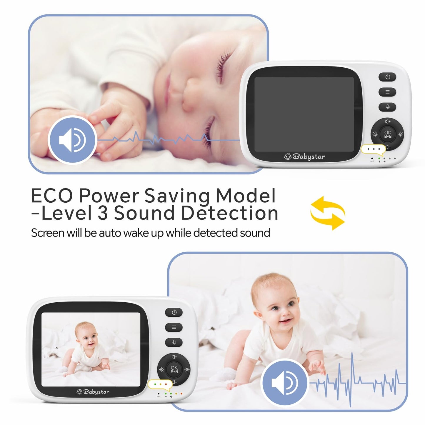 Babystar 3.2" Baby Monitor, Camera, Night Vision, Two-Way Audio & Lullabies