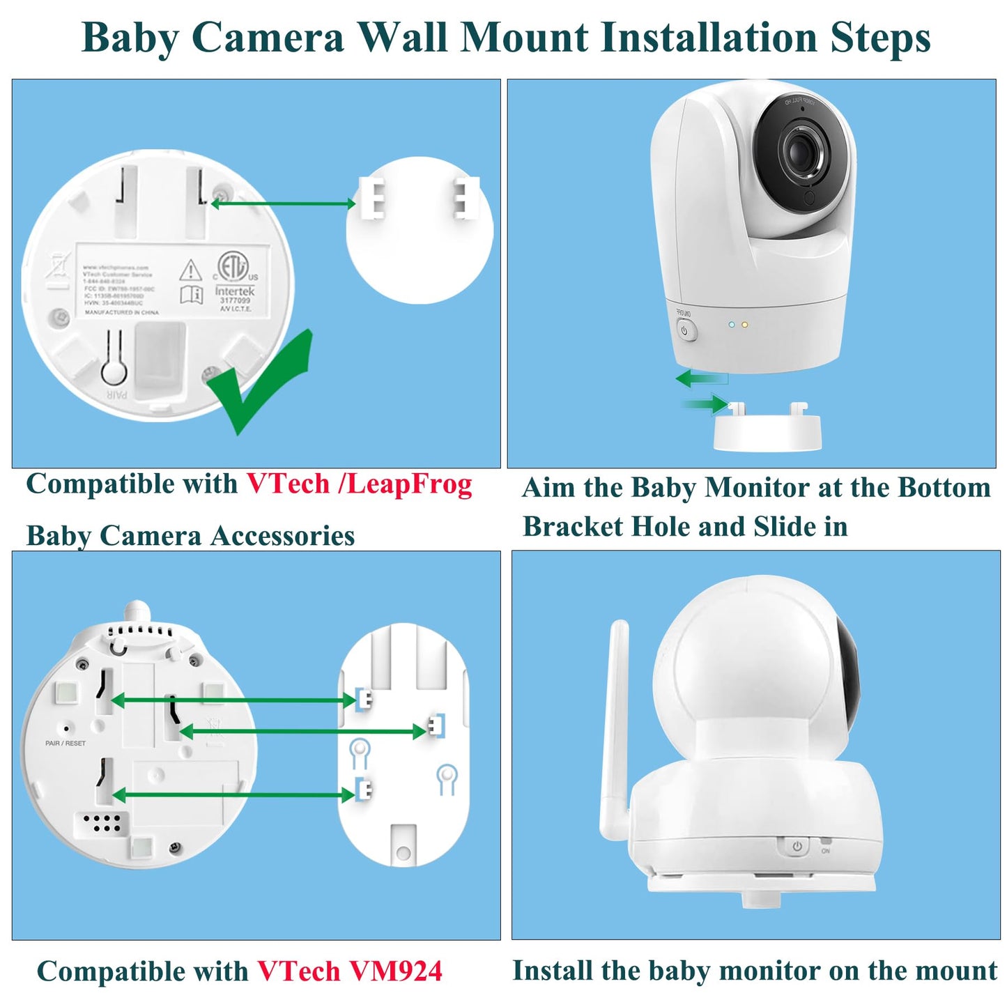 EYSAFT Baby Monitor Holder, Universal Stand for VTech & LeapFrog Models