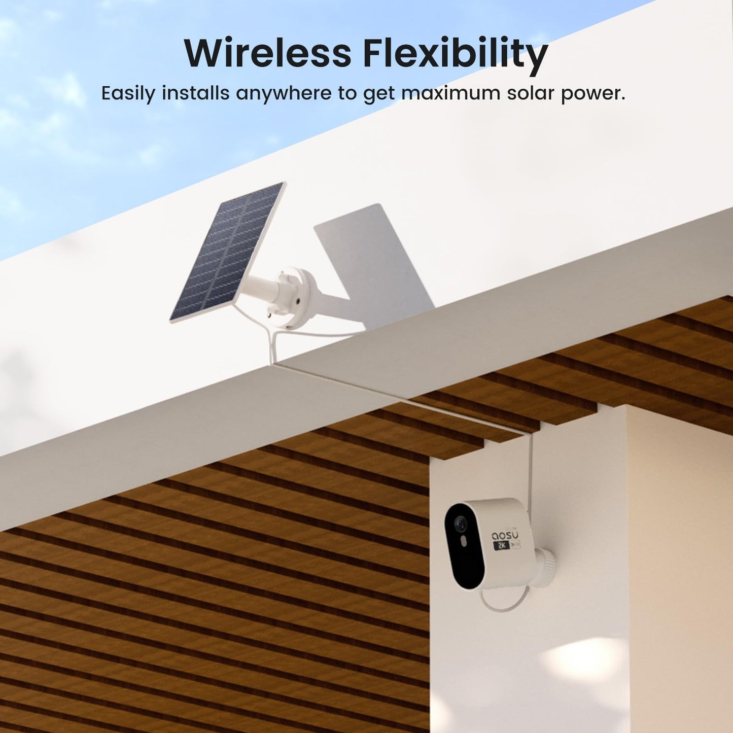 AOSU 2K Solar Security Cameras Wireless Outdoor, 4 Cam-Kit & HomeBase, No Monthly Fee, Movable Solar Panels, 166° Ultra-Wide View, 32GB Local, 2-Way Talk Night Vision Sound-Light Alert 5G/2.4G WiFi
