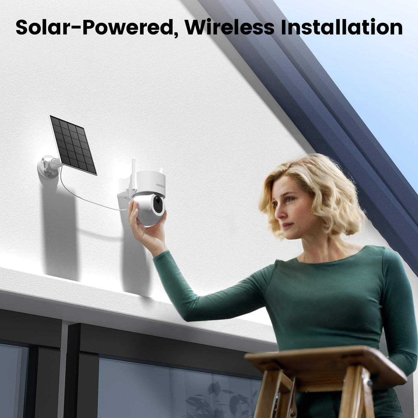 AOSU 3K Security Cameras Wireless Outdoor, 5MP 2 in 1 Solar Home WiFi Surveillance Cameras, 360° Pan&Tilt, 400-Lumen Floodlight, Color Night Vision, Auto Tracking, AI Human Vehicle Pet Detection 2 Pcs