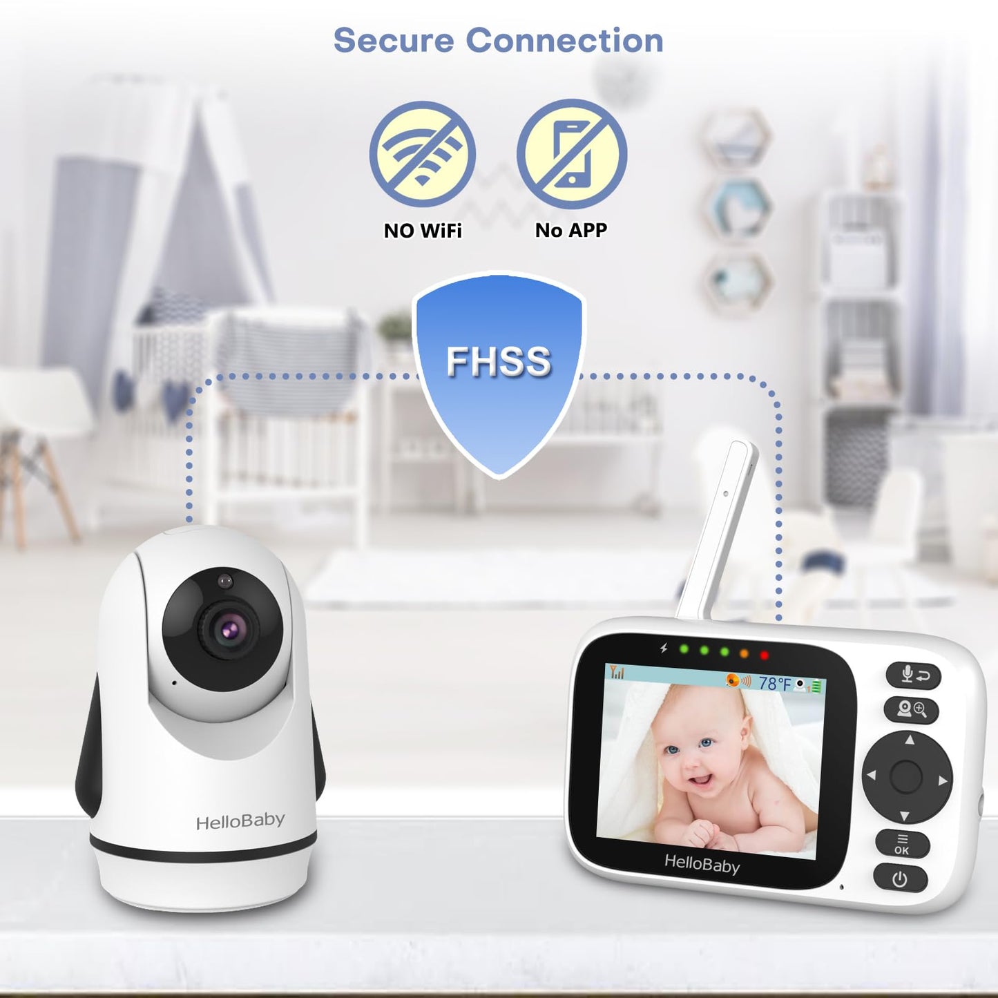 HelloBaby HB6339 Baby Monitor – 3.2" Display, Camera & Audio, Rotatable, Night Vision