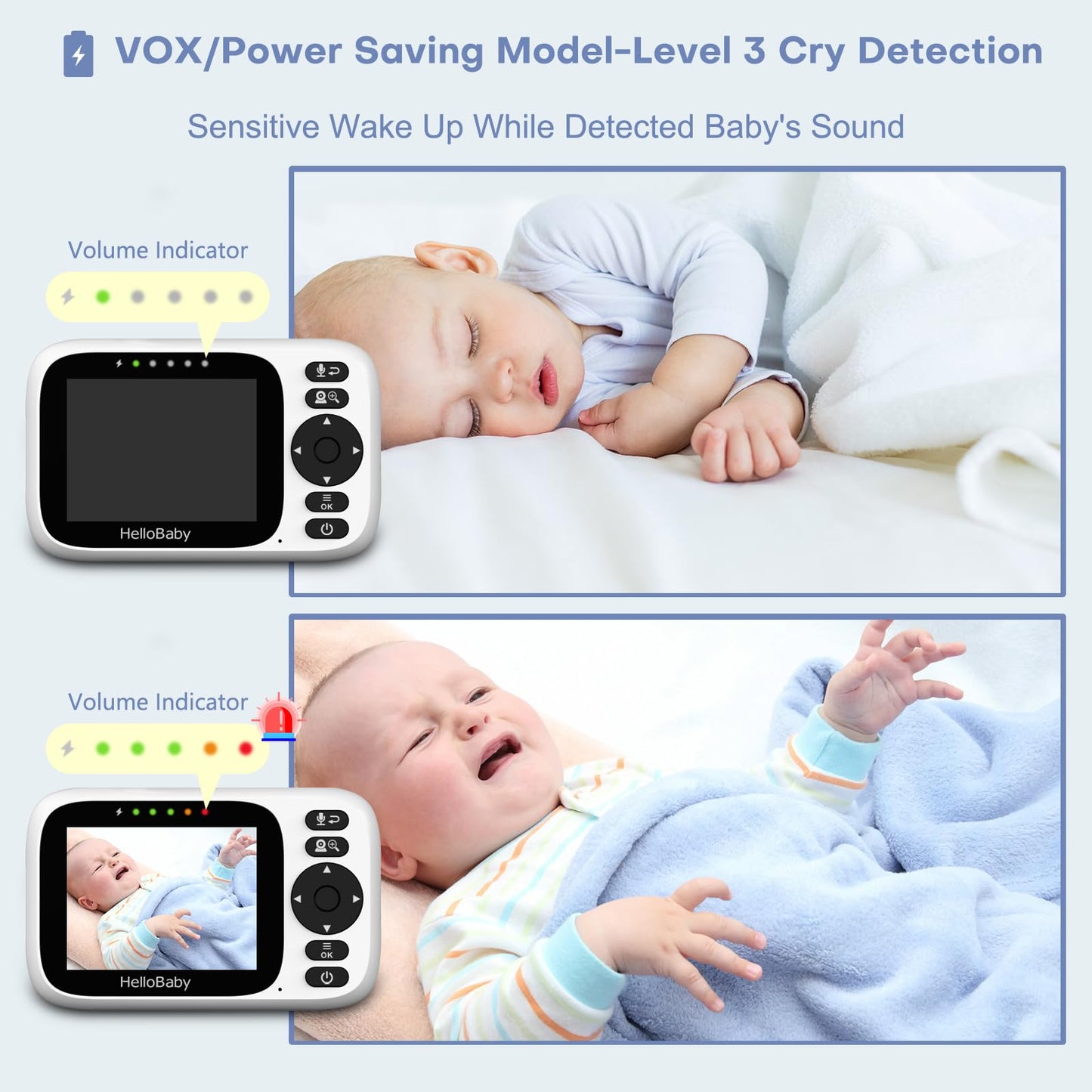 HelloBaby HB6339 Baby Monitor – 3.2" Display, Camera & Audio, Rotatable, Night Vision