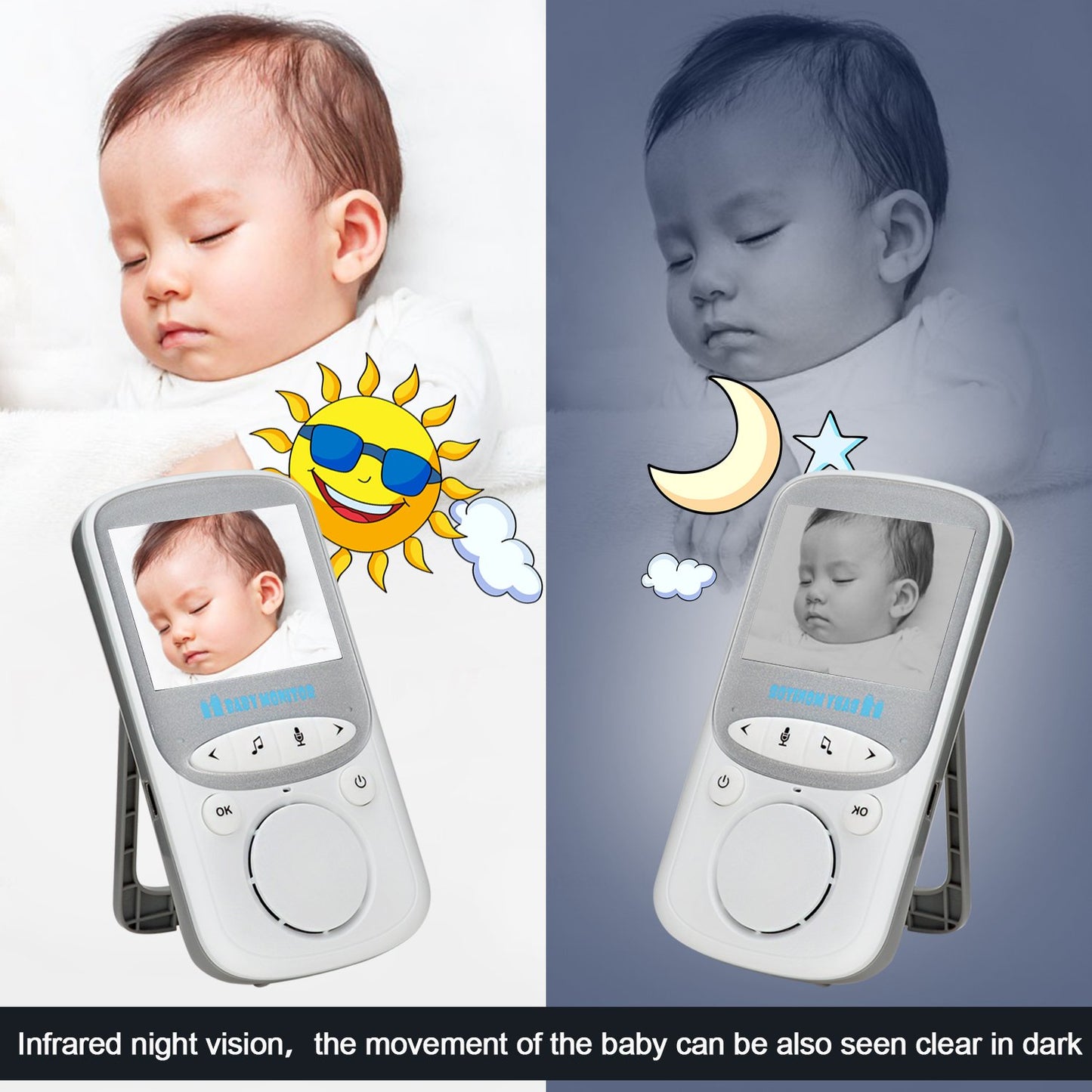 MYPIN Baby Monitor 2.4" LCD, Camera, Night Vision, Two-Way Audio & Temp