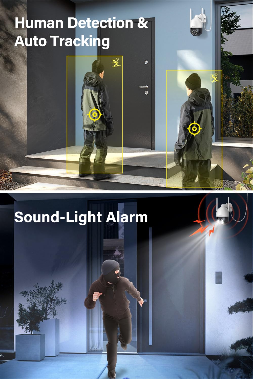 Jennov 【5MP+360°PTZ】 Wireless Security Camera System, 10CH NVR CCTV Camera System with 1TB HDD, 4PCS PTZ Security Cameras, Human Detection, Color Night Vision, Auto Tacking, Two Way Audio