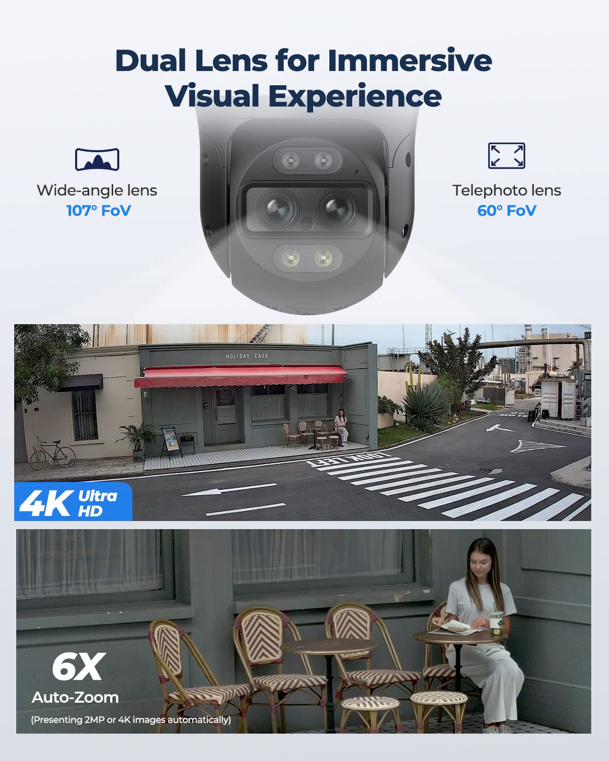 Reolink 4K PTZ Dual-Lens PoE Security Camera Outdoor with 6X Hybrid Zoom, 355° Pan 90° Tilt, Auto Tracking, Color Night Vision, Person/Vehicle/Pet Detection, Two-Way Audio, TrackMix PoE