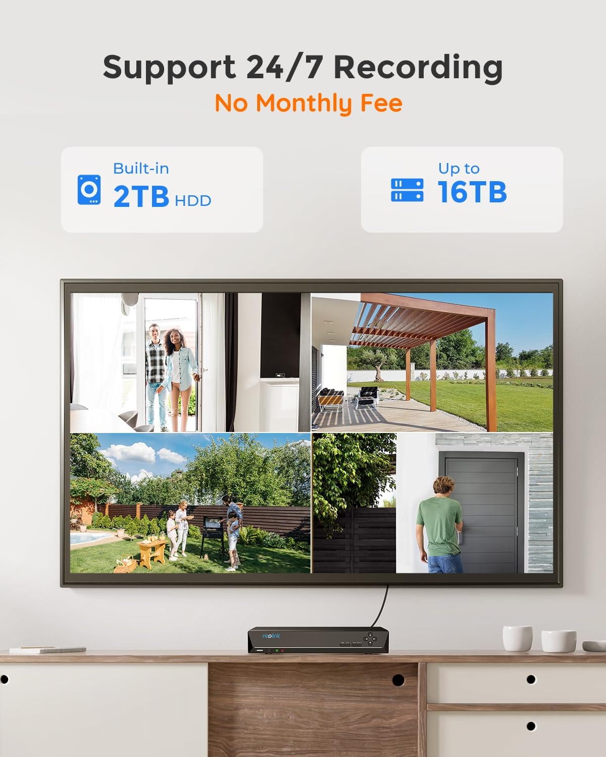 Reolink 4K PoE CCTV Camera Systems 8CH with 2TB HDD NVR and 4 X 8MP Home Security IP Cameras with Person/Vehicle Detection for 24/7 Recording Night Vision, RLK8-800D4