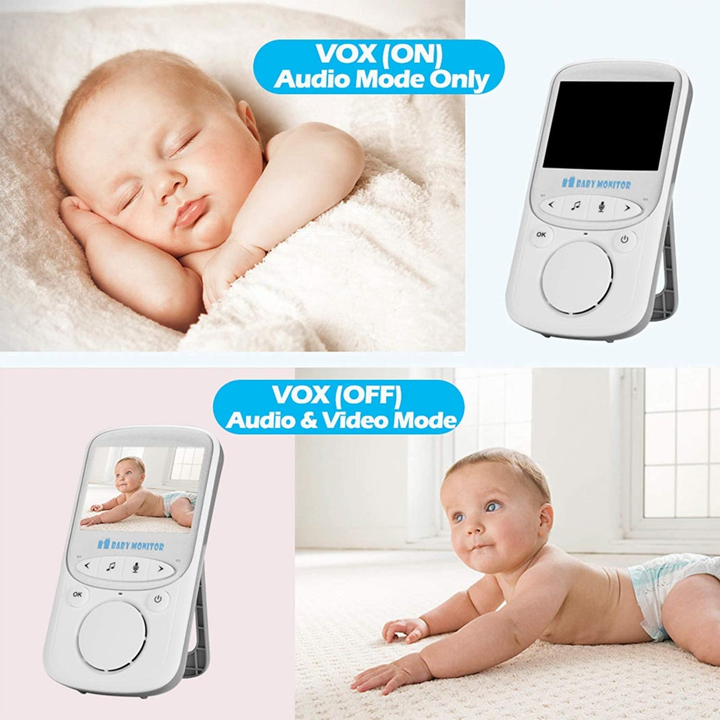 MYPIN Baby Monitor 2.4" LCD, Camera, Night Vision, Two-Way Audio & Temp
