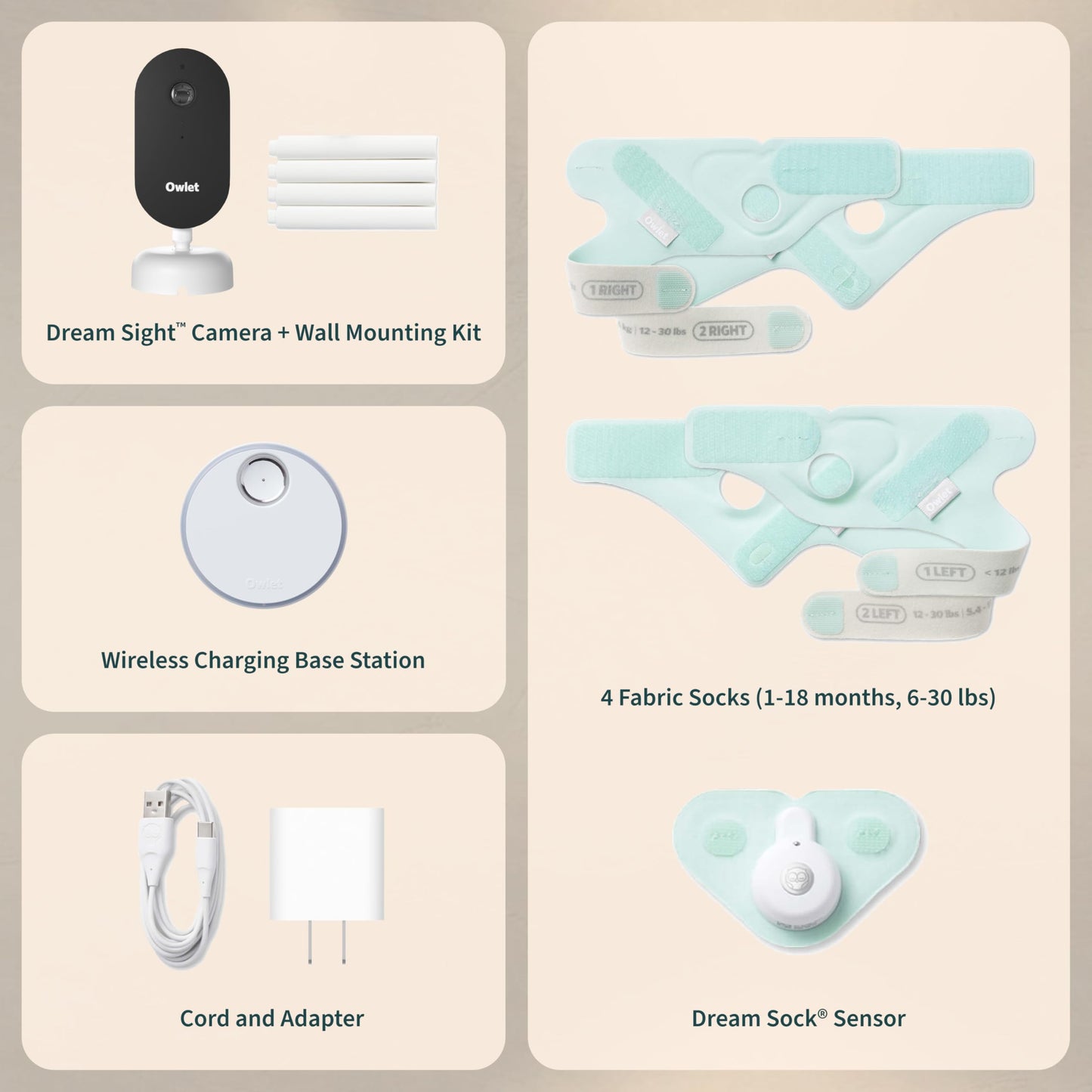Owlet Dream Duo 3rd Gen Baby Monitor with Sock, 2K HD Video & Vital Signs