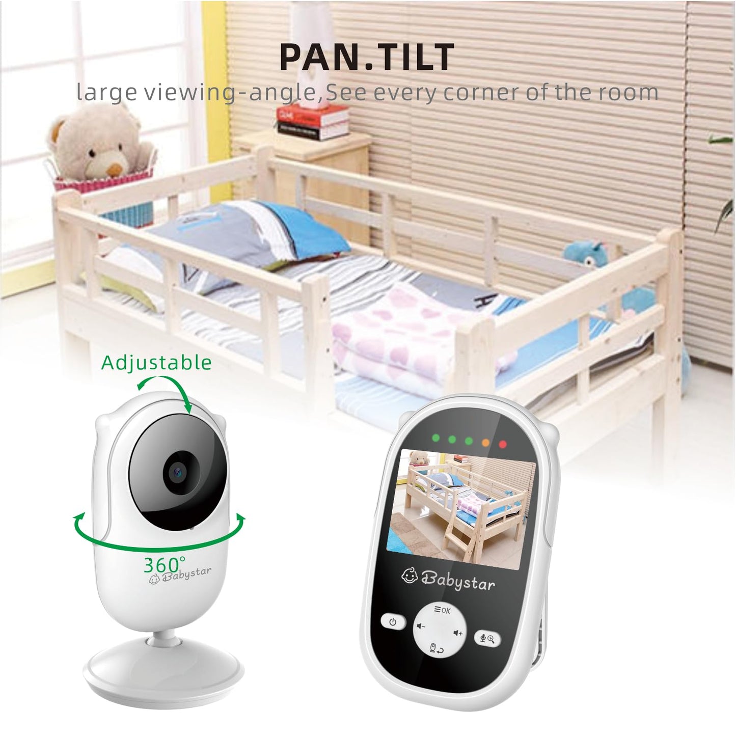 Babystar 2.4" HD Baby Monitor, Camera, Night Vision, Two-Way Audio & Lullabies