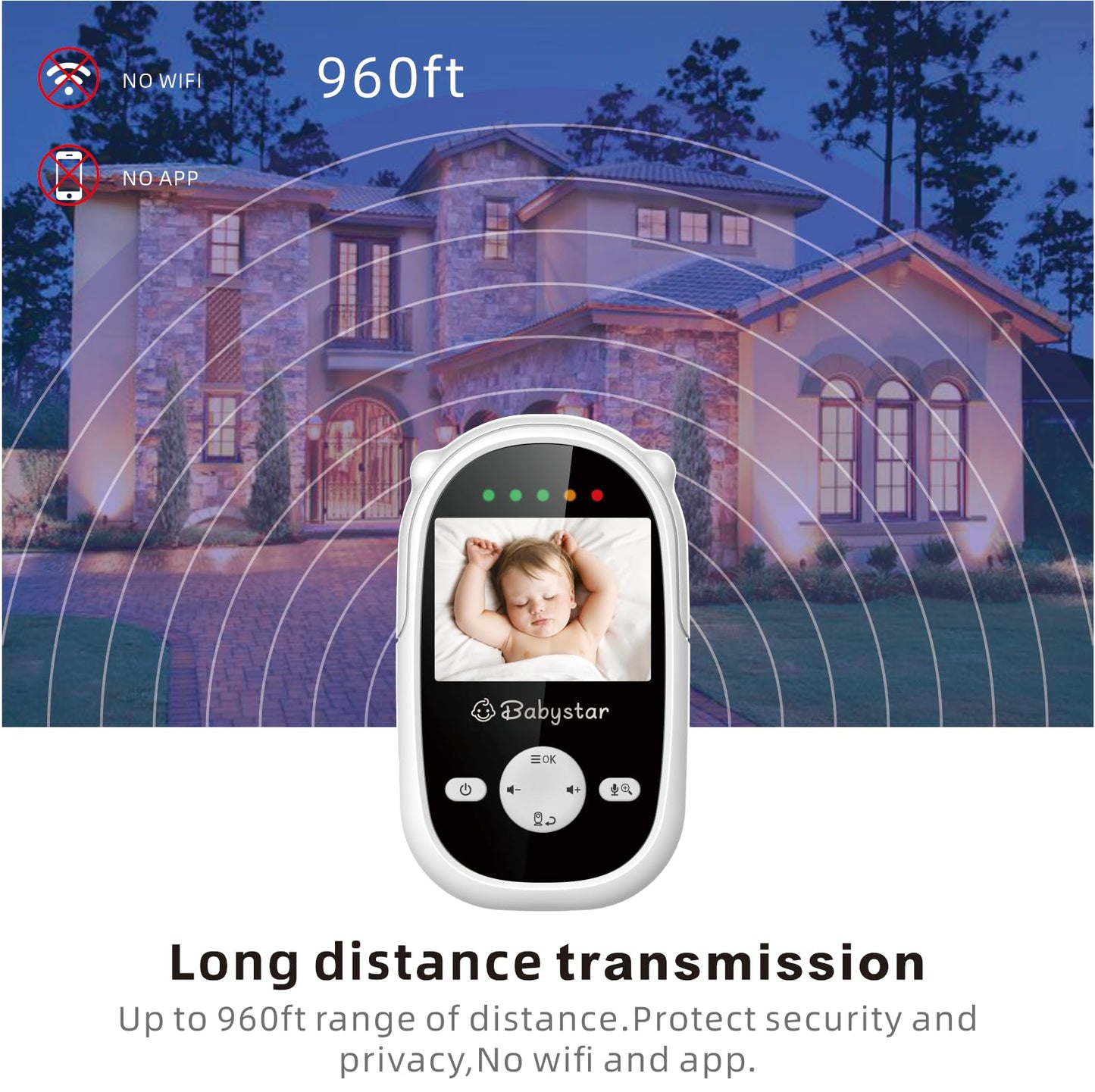Babystar 2.4" HD Baby Monitor, Camera, Night Vision, Two-Way Audio & Lullabies