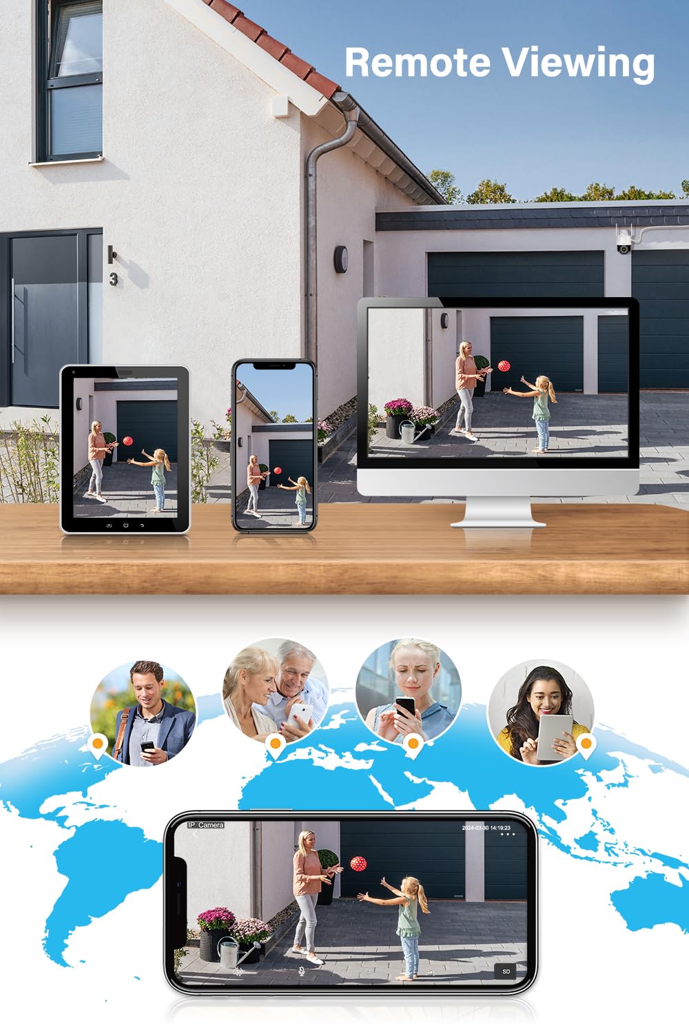 Jennov 【5MP+360°PTZ】 Wireless Security Camera System, 10CH NVR CCTV Camera System with 1TB HDD, 4PCS PTZ Security Cameras, Human Detection, Color Night Vision, Auto Tacking, Two Way Audio