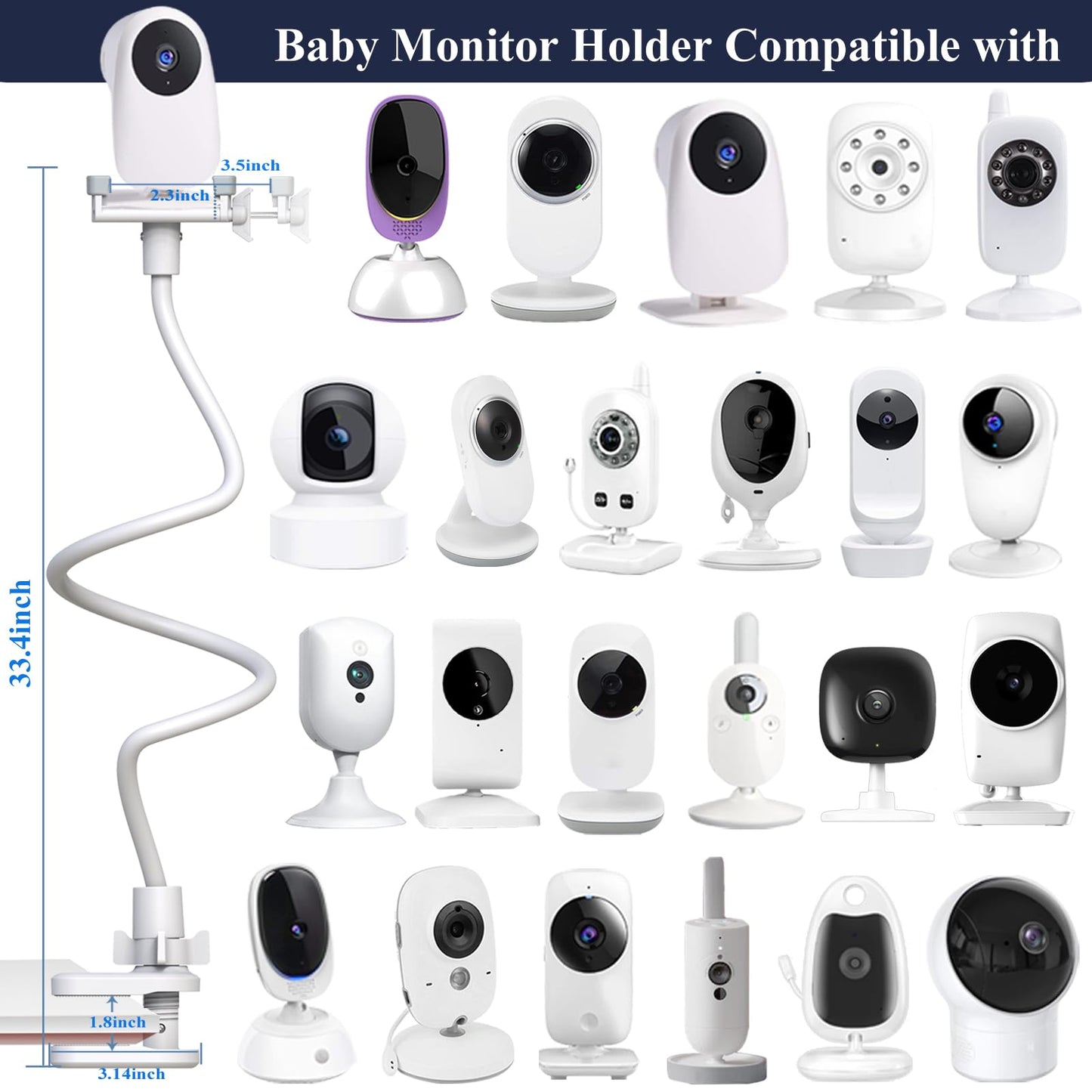 Derebir Baby Monitor Holder – Flexible Universal Stand for 1/4" Cameras
