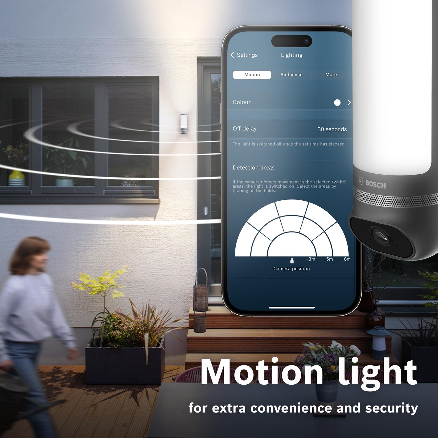 Bosch Smart Home outdoor camera II, outdoor surveillance camera, 1080p full HD resolution with integrated alarm siren and designer light, compatible with Amazon Alexa, anthracite