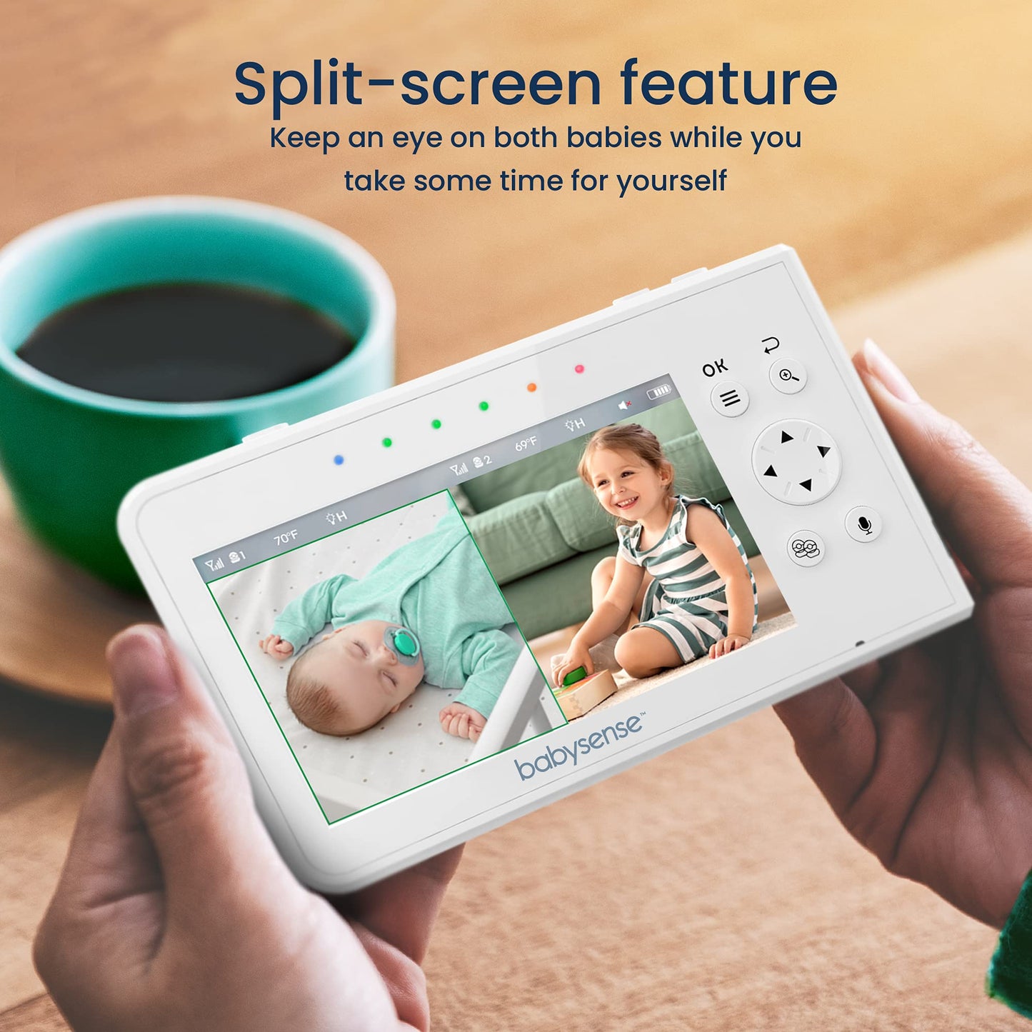 Babysense Video Baby Monitor – 2 Cameras, 4.3" Screen, Night Light, Audio
