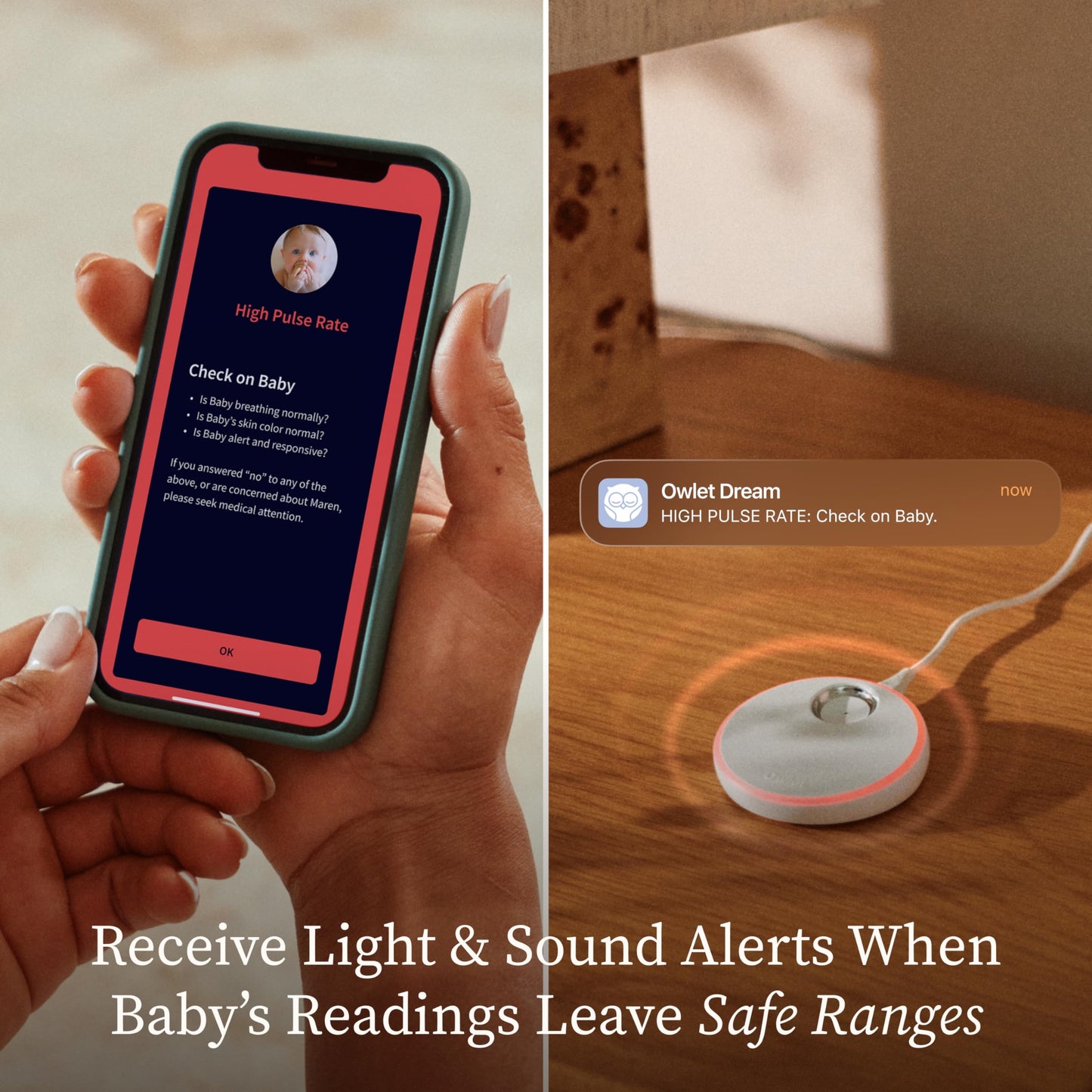 Owlet Dream Duo 3rd Gen Baby Monitor with Sock, 2K HD Video & Vital Signs