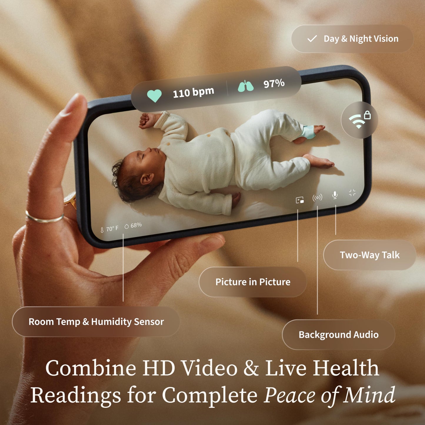 Owlet Dream Duo 3rd Gen Baby Monitor with Sock, 2K HD Video & Vital Signs