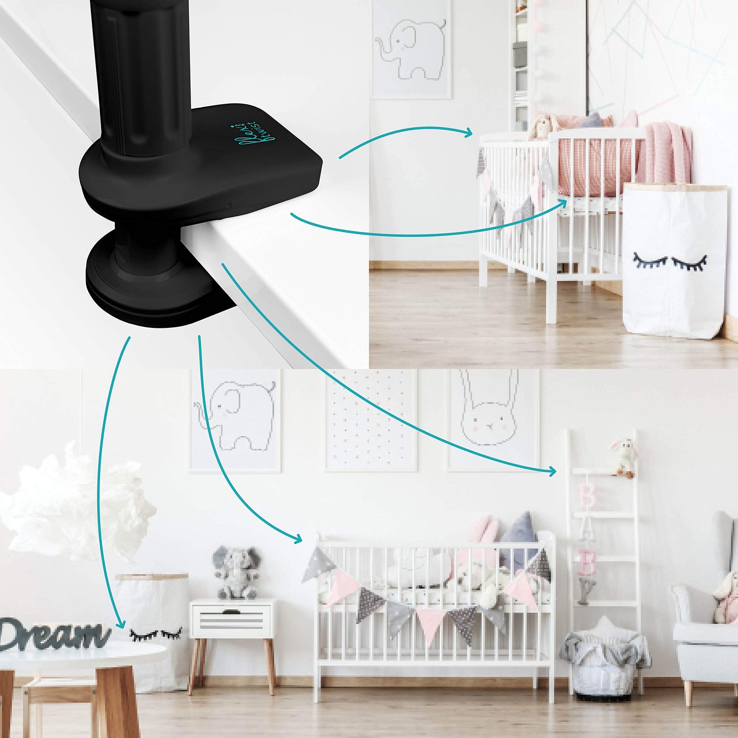 Flexi Twist Black Universal Baby Monitor Holder, Flexible with Clips