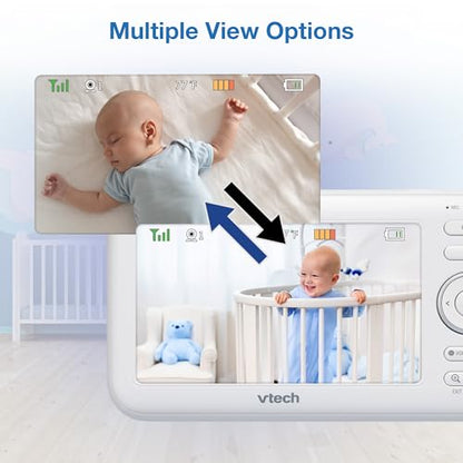 VTech VM5463-2 Baby Monitor – 5" LCD, 2 Cameras, PTZ, Night Light & Audio