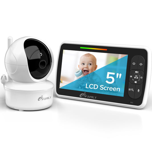 iFamily Baby Monitor – 5" Display, PTZ, 30 h Battery, Night Vision, Two-Way Audio