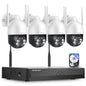 Jennov 【5MP+360°PTZ】 Wireless Security Camera System, 10CH NVR CCTV Camera System with 1TB HDD, 4PCS PTZ Security Cameras, Human Detection, Color Night Vision, Auto Tacking, Two Way Audio